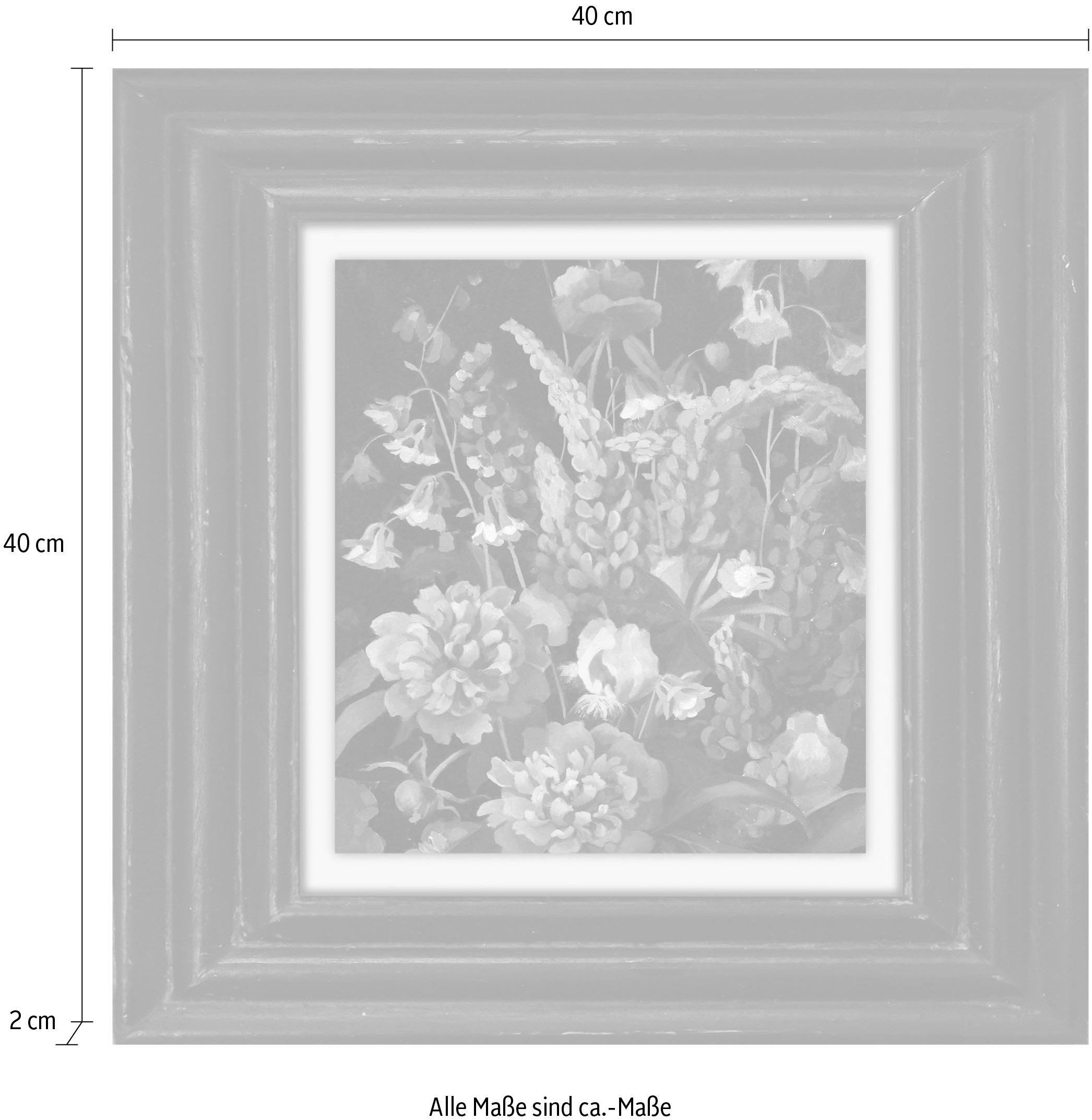 queence Leinwandbild »Blumen«, Kunst-Blumen-Blumenbilder-Stillleben-Garten-Gartenbilder, Premium-Leinwandstoff, Handarbeit aus Deutschland, 40x40cm