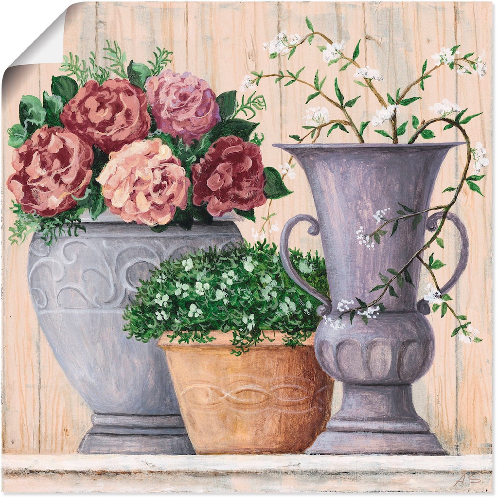 Artland Wandbild »Antike Blumen_hell«, Vasen & Töpfe, (1 St.)
