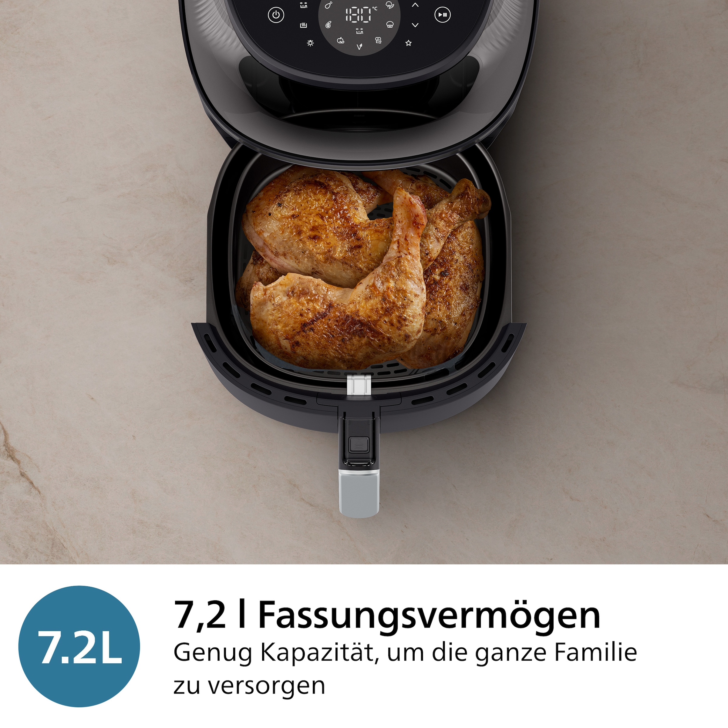 Philips Heißluftfritteuse »Airfryer 3000 NA342/00, mit 7.2L, Sichtfenster«, 2000 W, RapidAir Plus Technologie und 16 Kochfunktionen; Schwarz/Kupfer