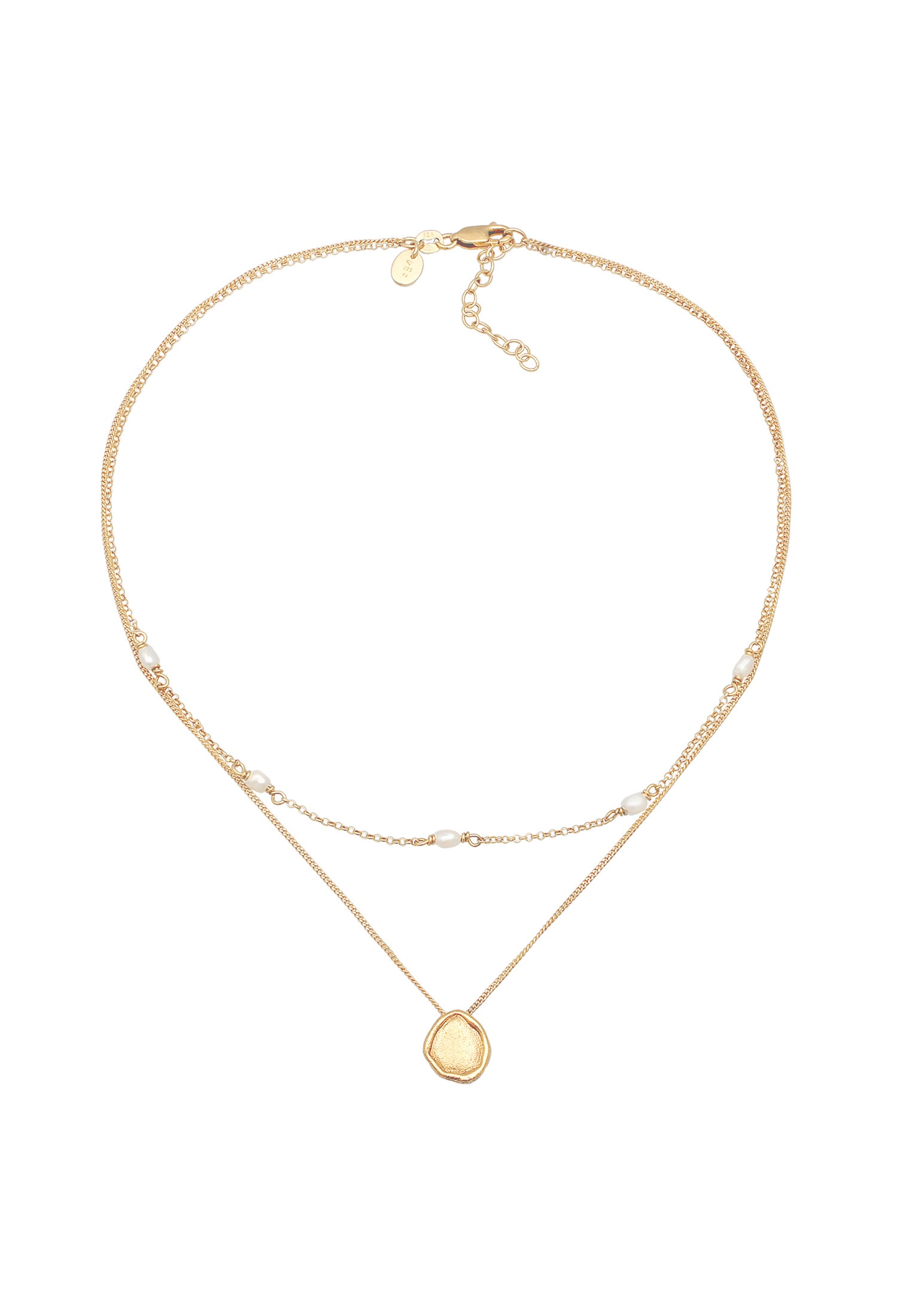 Elli Premium Silberkette »Halskette Choker Layer Süßwasserperlen Coin 925 Silber«