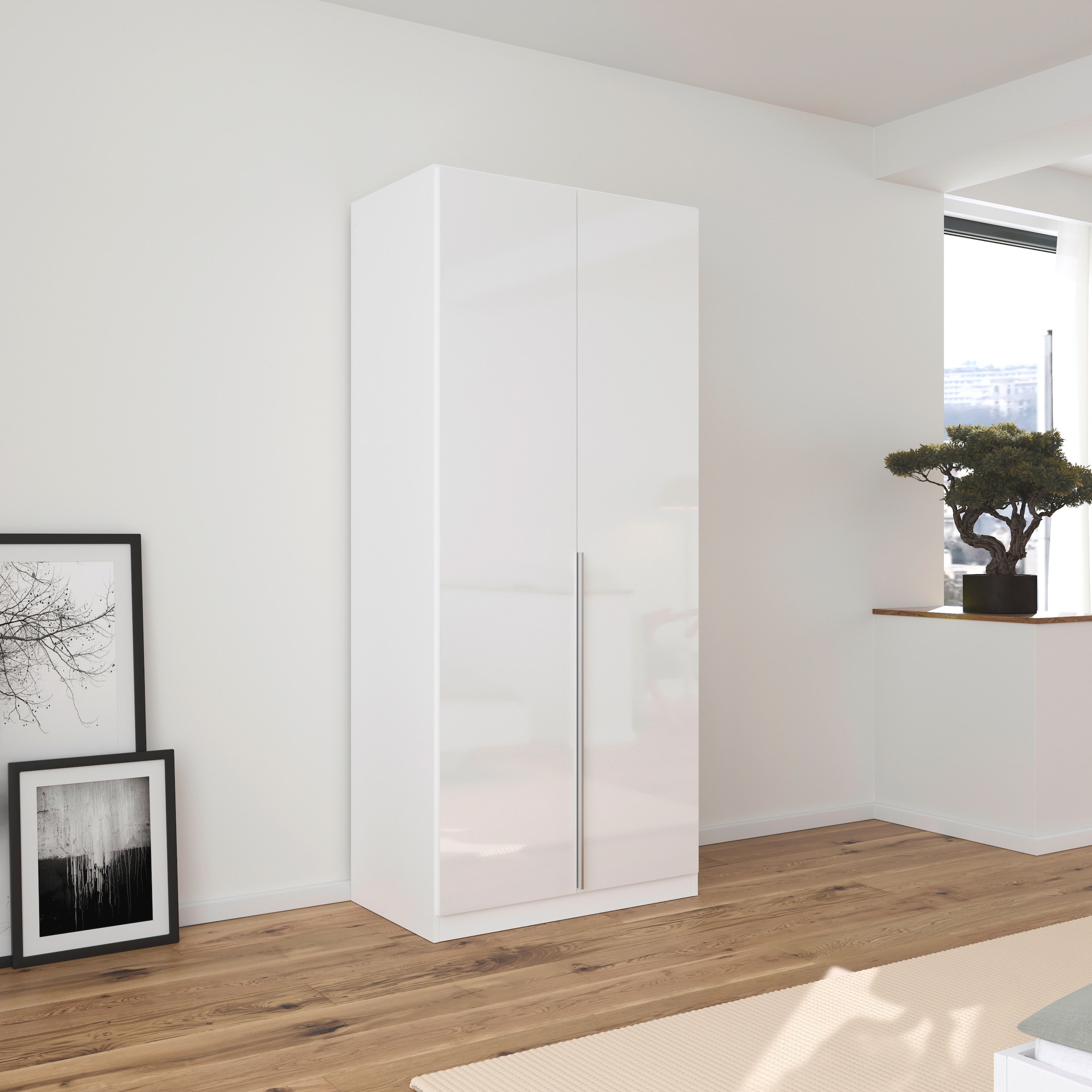 rauch Drehtürenschrank »Kleiderschrank Schrank Garderobe AGORDO TOPSELLER Schlafzimmer«, (in zwei Griff-Farben mit Dekor- oder Hochglanzfront), durchdachte Innenausstattung, in 6 Breiten und 2 Höhen MADE IN GERMANY