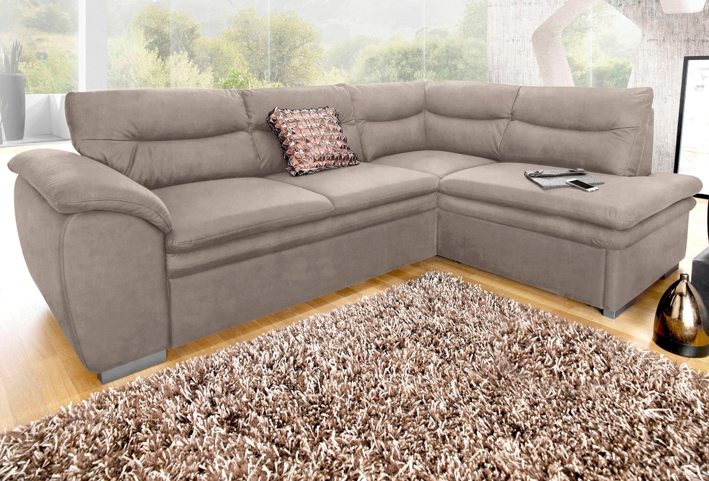 COTTA Ecksofa »Leandra L-Form«, wahlweise mit Bettfunktion und Bettkasten