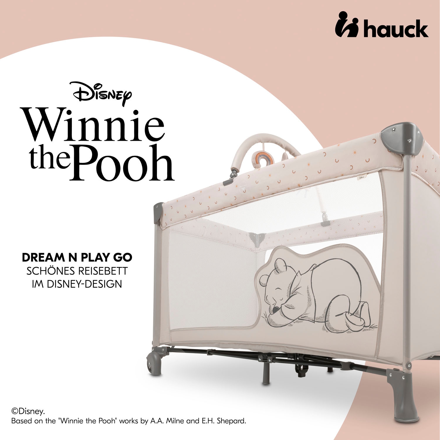 Hauck Baby-Reisebett »Dream N Play Go, Pooh Rainbow, beige«, inkl. Transporttasche