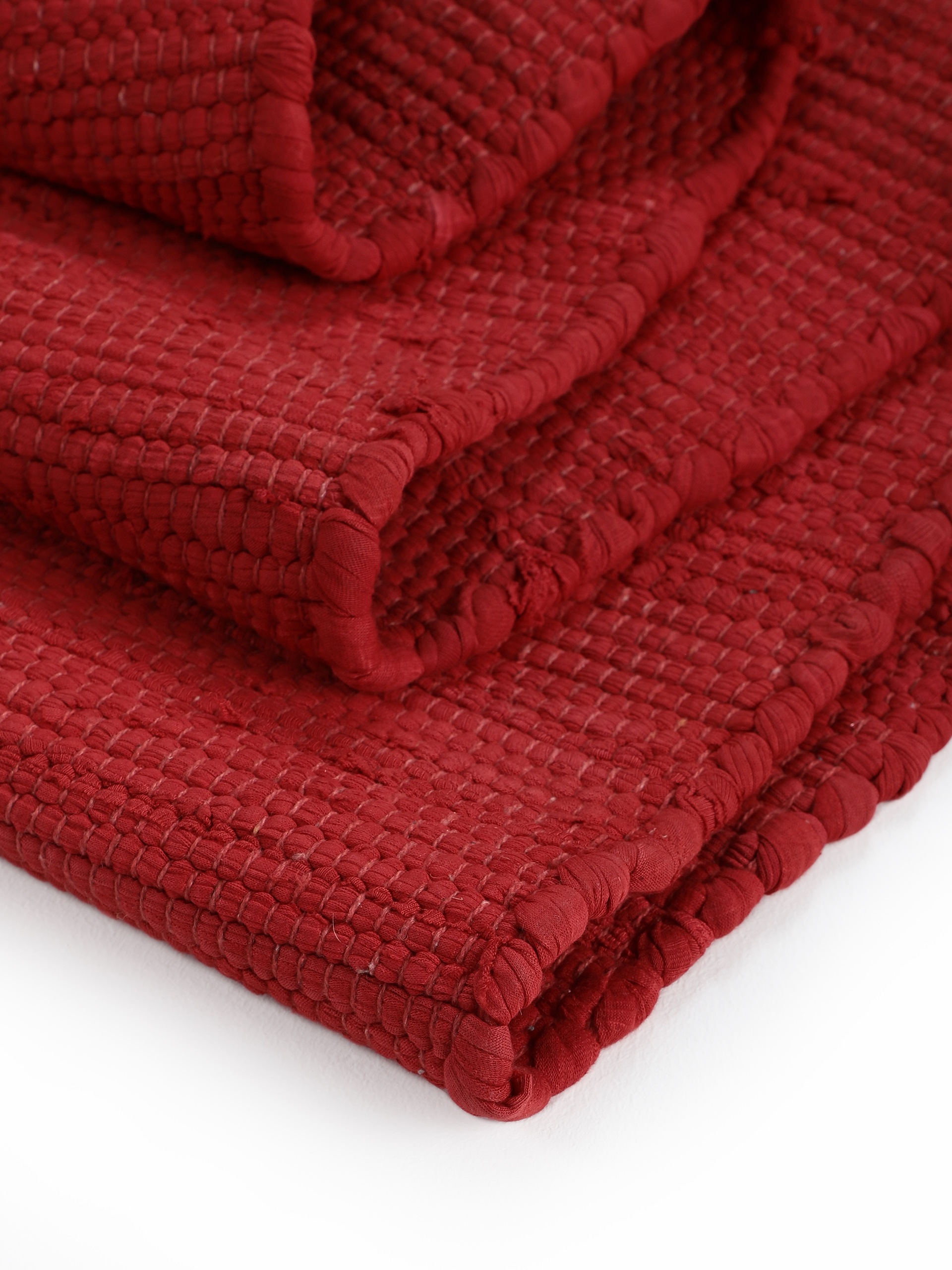 carpetfine Teppich »Kelim Chindi uni«, rechteckig, 5 mm Höhe, Wendeteppich, reine Baumwolle, handgewebt, Uni-Farben, mit Fransen