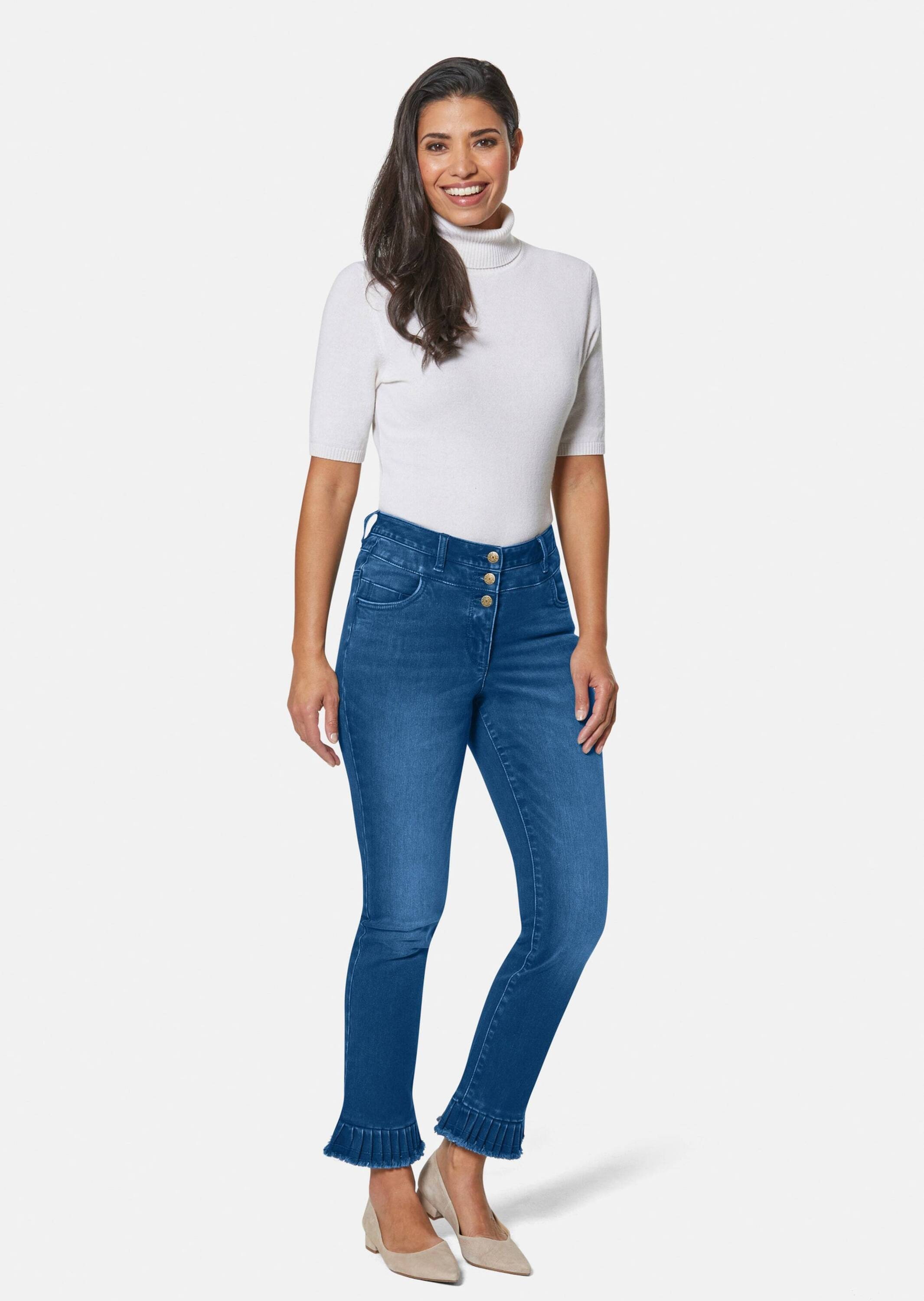 MADELEINE Regular-fit-Jeans »Jeans Jeans mit Plissee-Saum«