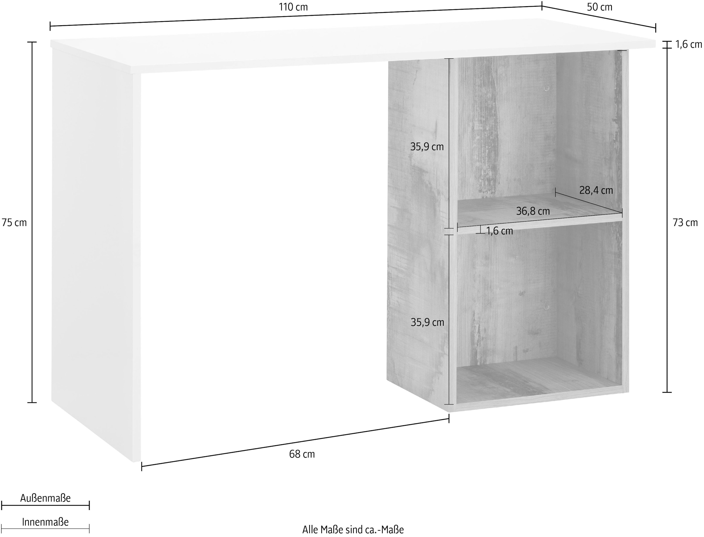 INOSIGN Schreibtisch »Conti«, Computertisch, modernes zweifarbiges Design, Breite 110 cm
