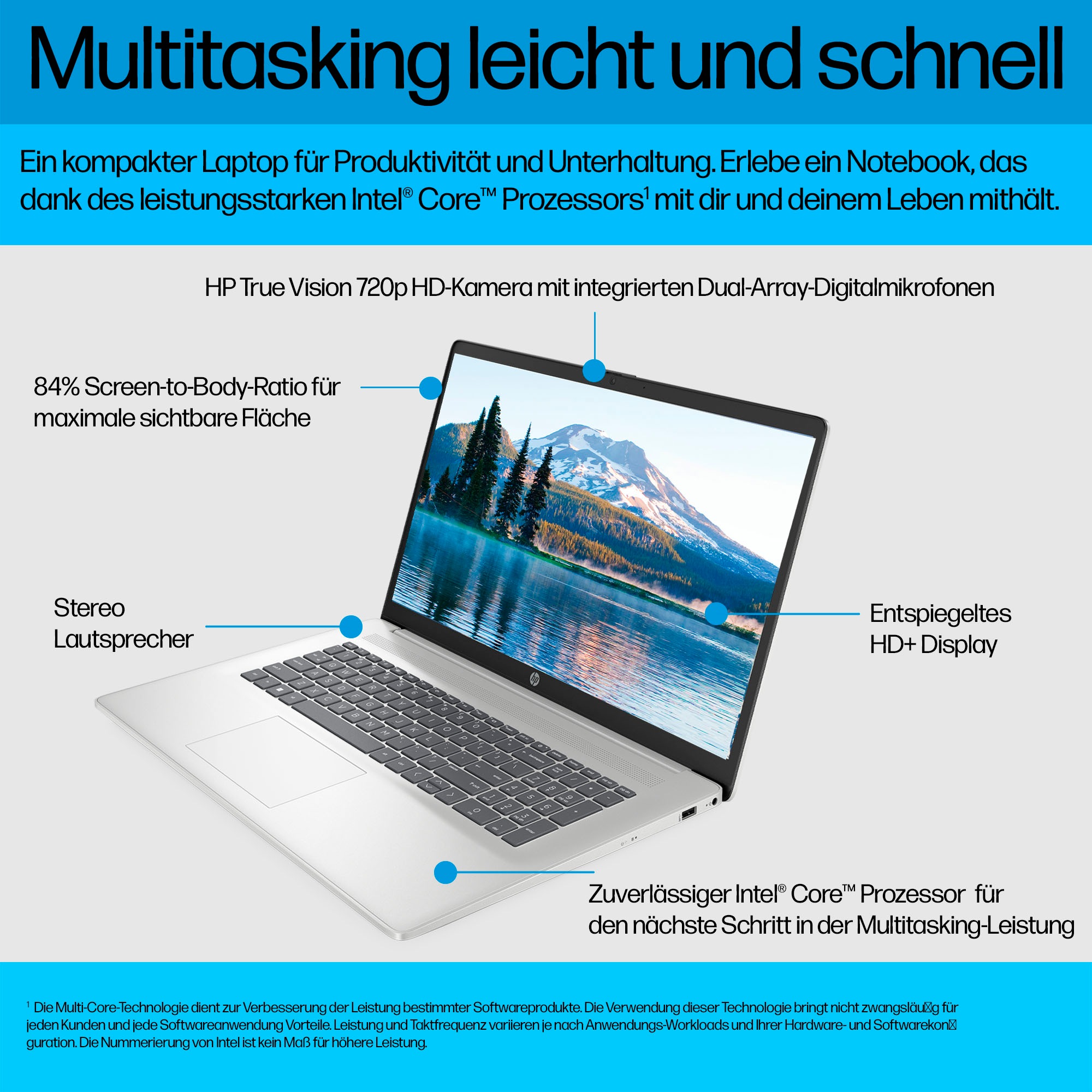 HP Notebook »17-cn3676ng« 43,9 cm / 17,3 ″ Intel Core i7 Iris Xe Graphics 1.000 GB SSD
