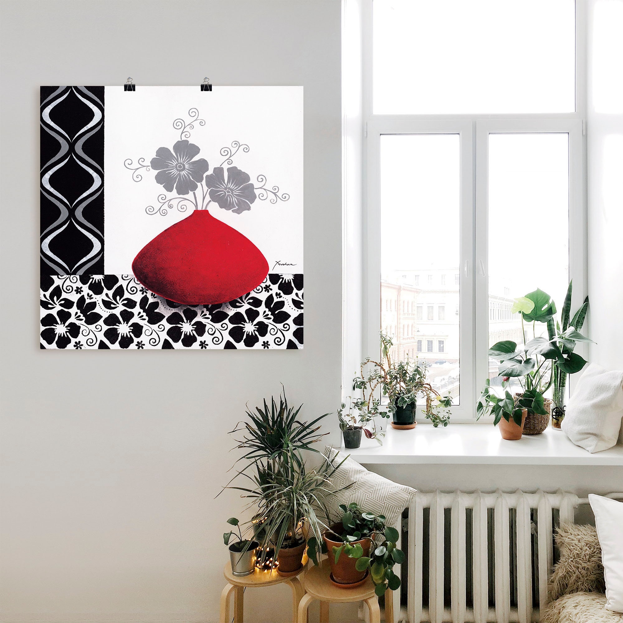Artland Wandbild »Blumenmuster«, Vasen & Töpfe, (1 St.), als Leinwandbild, Poster, Wandaufkleber in verschied. Größen