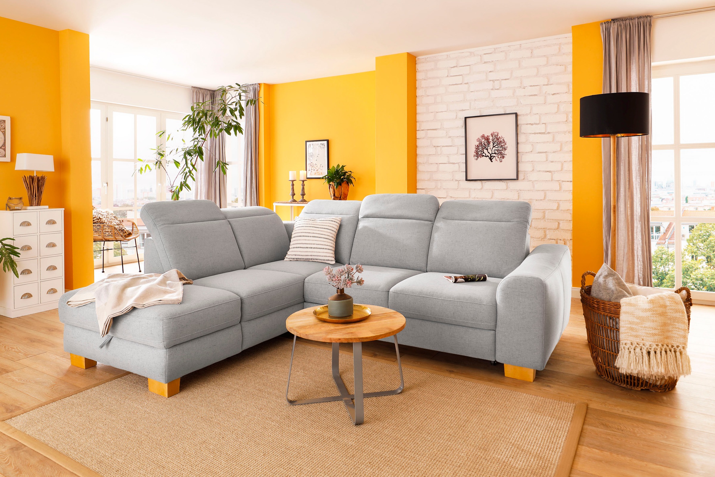 Home affaire Ecksofa »Dundee L-Form«, wahlweise mit Kopfteilverstellung und zusätzlich mit Bettfunktion