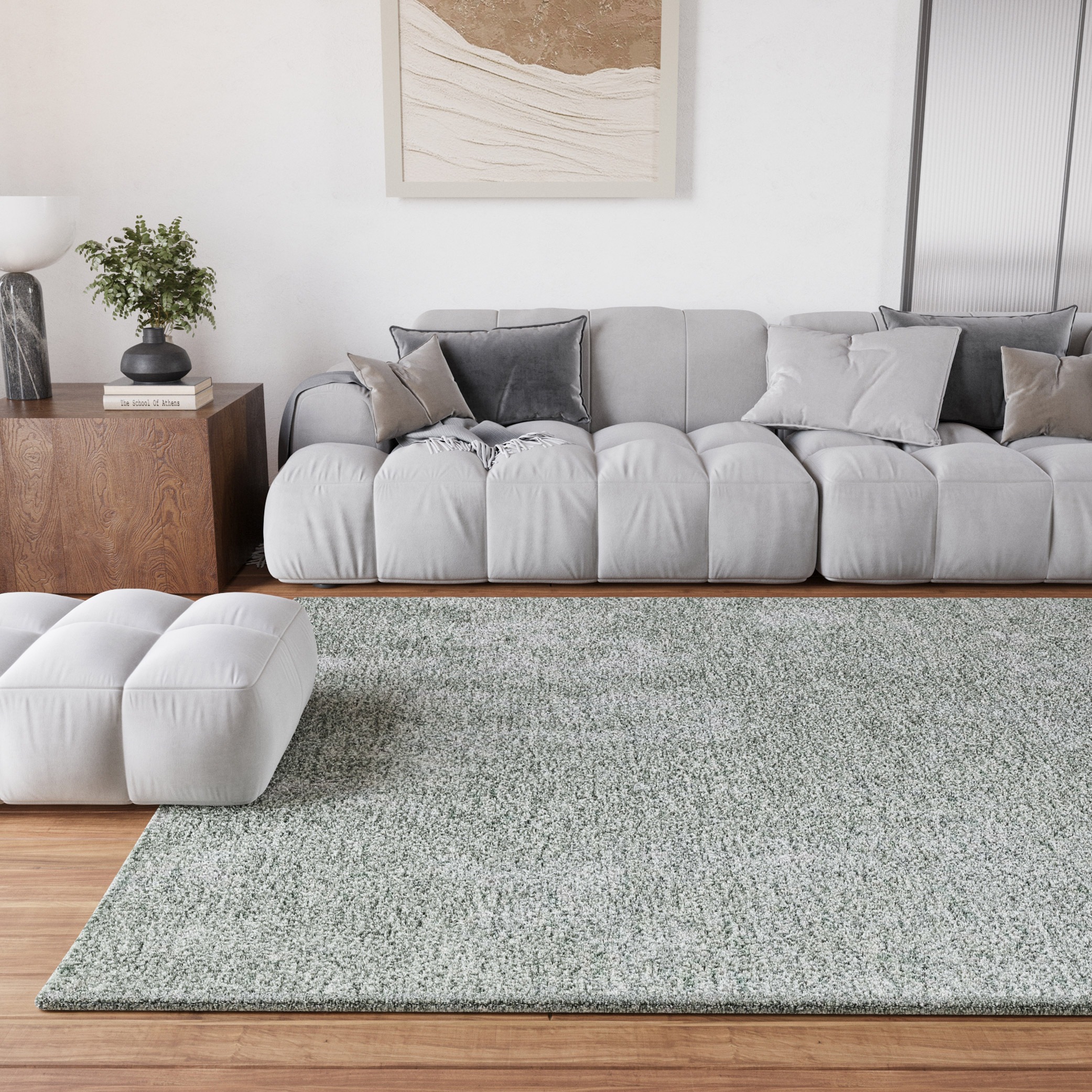 Homie Living Teppich »Pisa«, rund, 25 mm Höhe, Hochflor, Microfaser, uni, weich, Shaggy, Wohnzimmer, Schlafzimmer