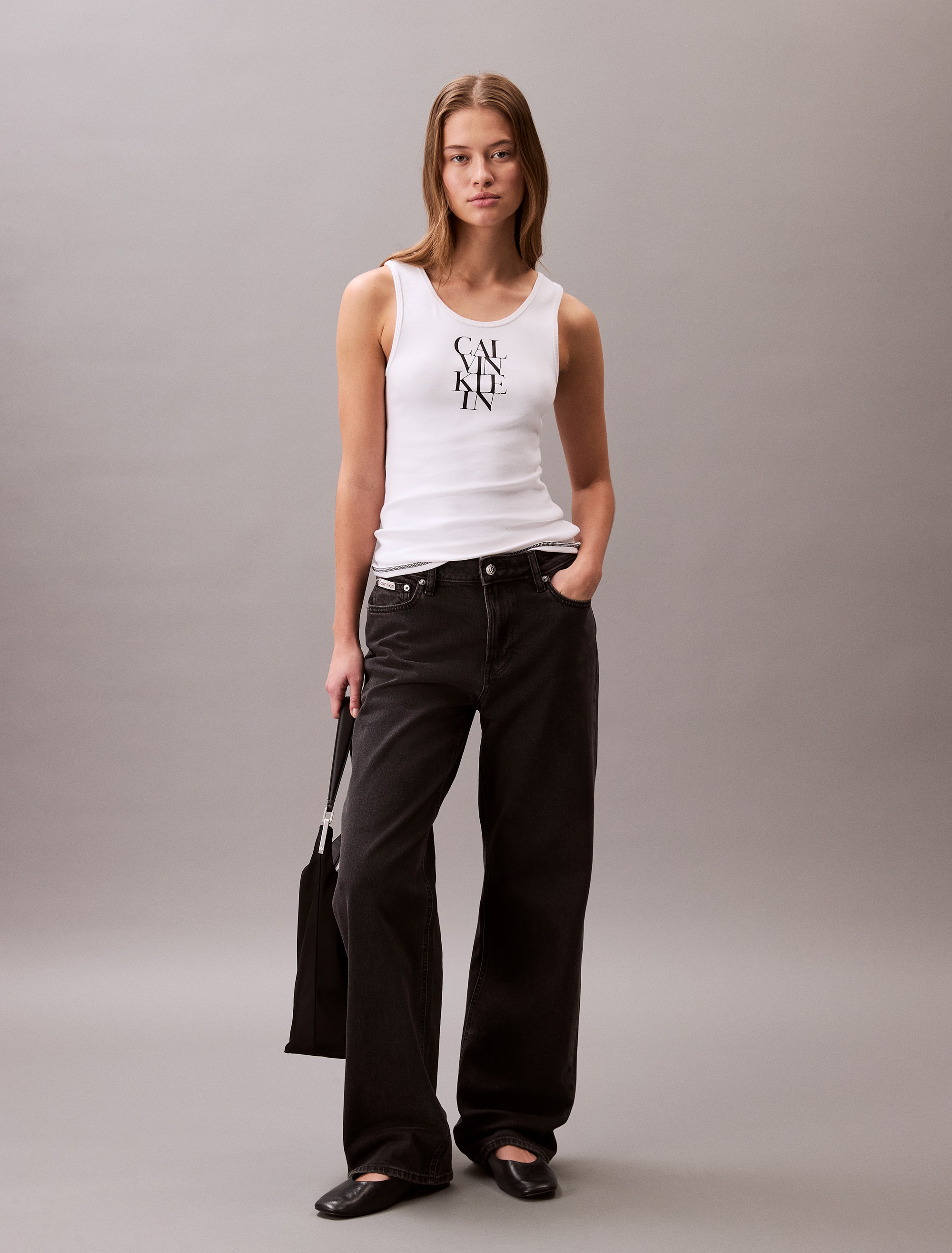 Calvin Klein Jeans Tanktop »SL COTTON RIB SOLID TANK«, Mit tiefem Rundhalsausschnitt