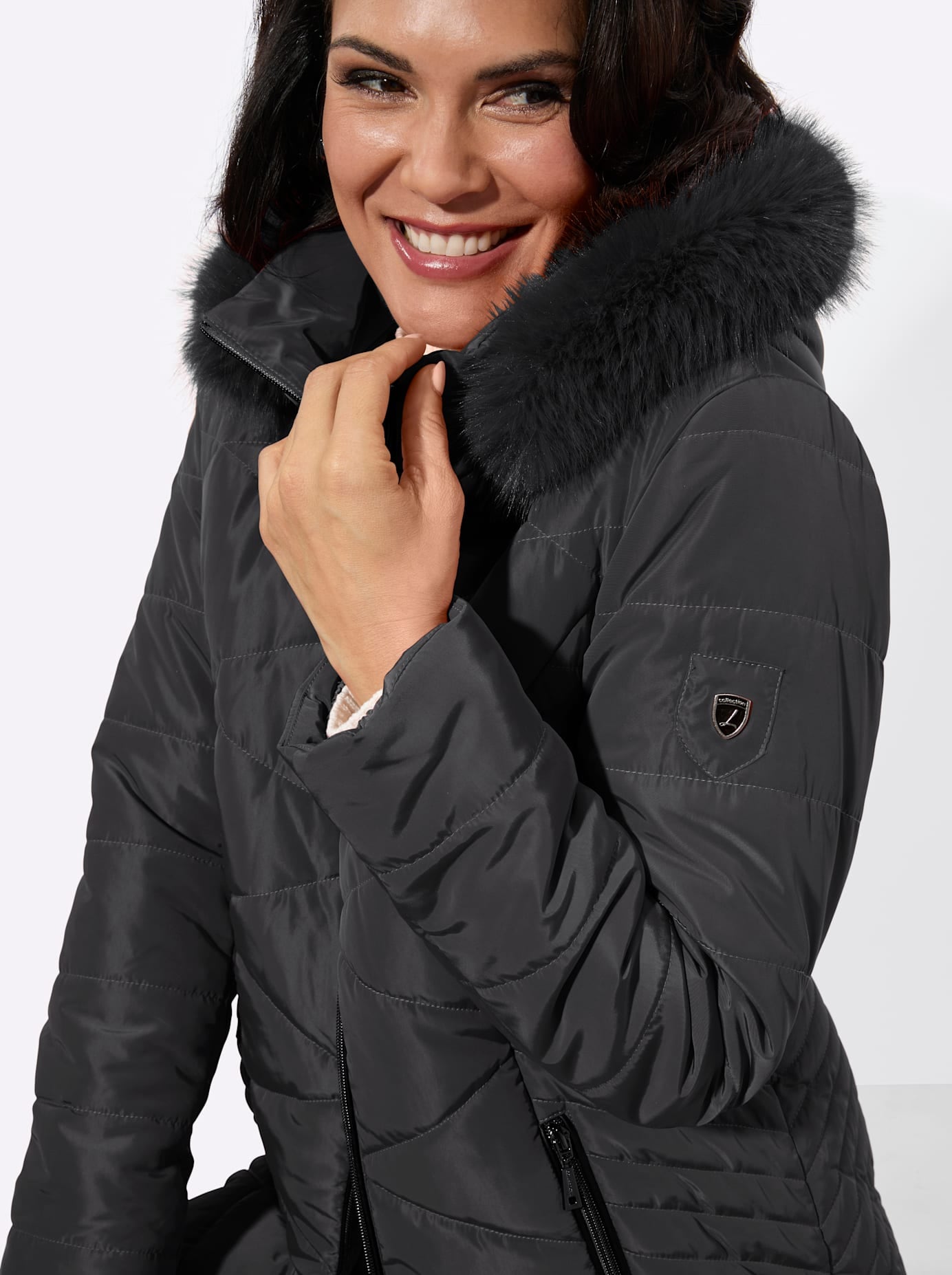 Casual Looks Langjacke mit Kapuze