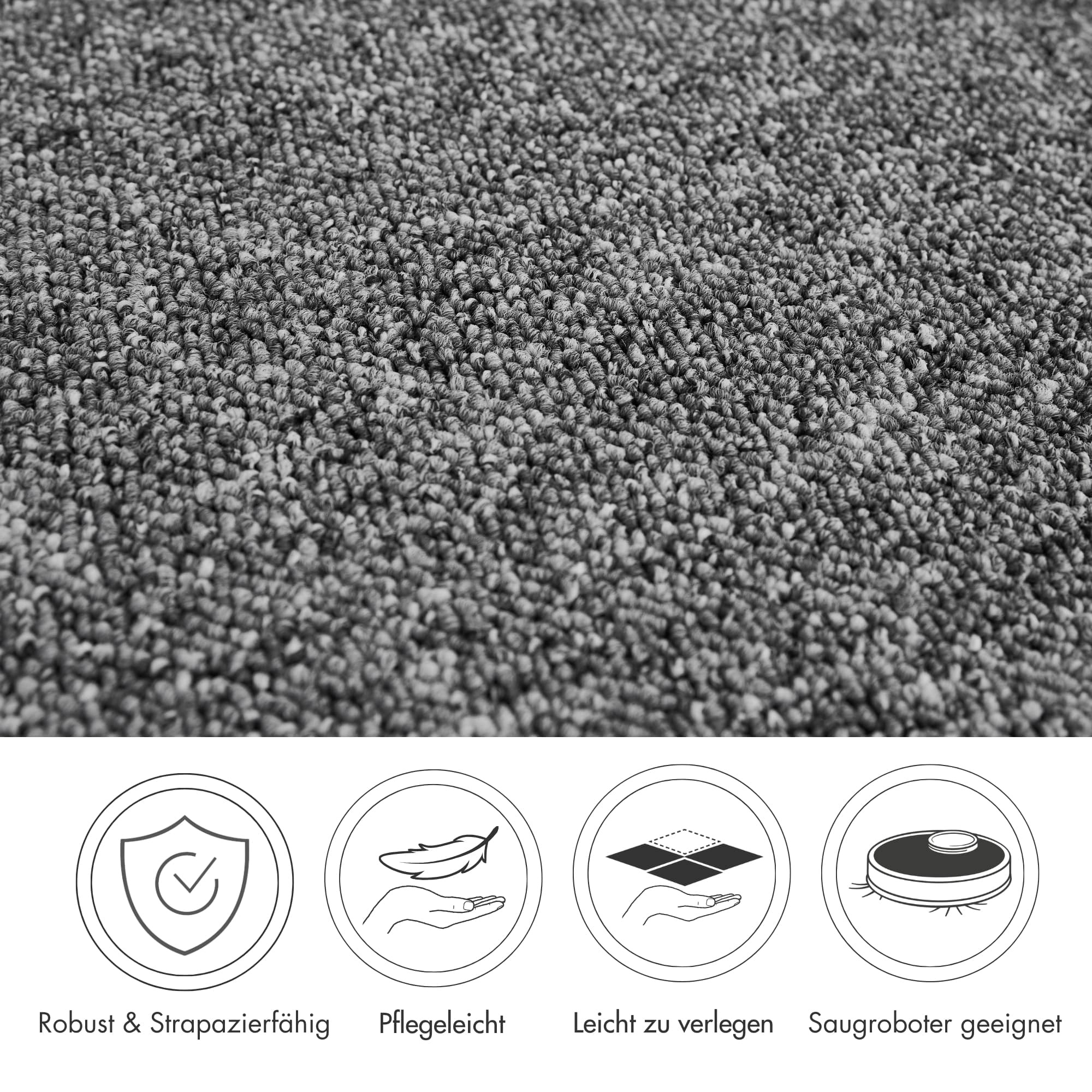 Andiamo Teppichboden »Carlos, Feinschlinge, Made in Netherlands«, rechteckig, 6,5 mm Höhe, melierte Optik, Breite 400 cm oder 500 cm, strapazierfähig