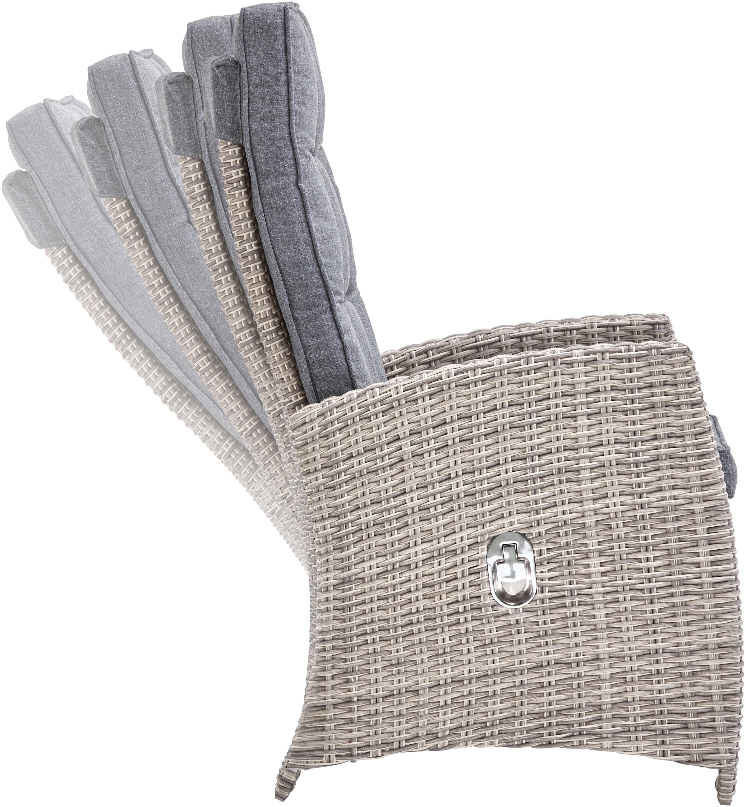 KONIFERA Gartenlounge-Set »Monaco«, (Set, 16 tlg., inkl. Auflagen, Alu, Polyrattan), höhenverstellbarer Tisch 43,5 - 66,5 cm