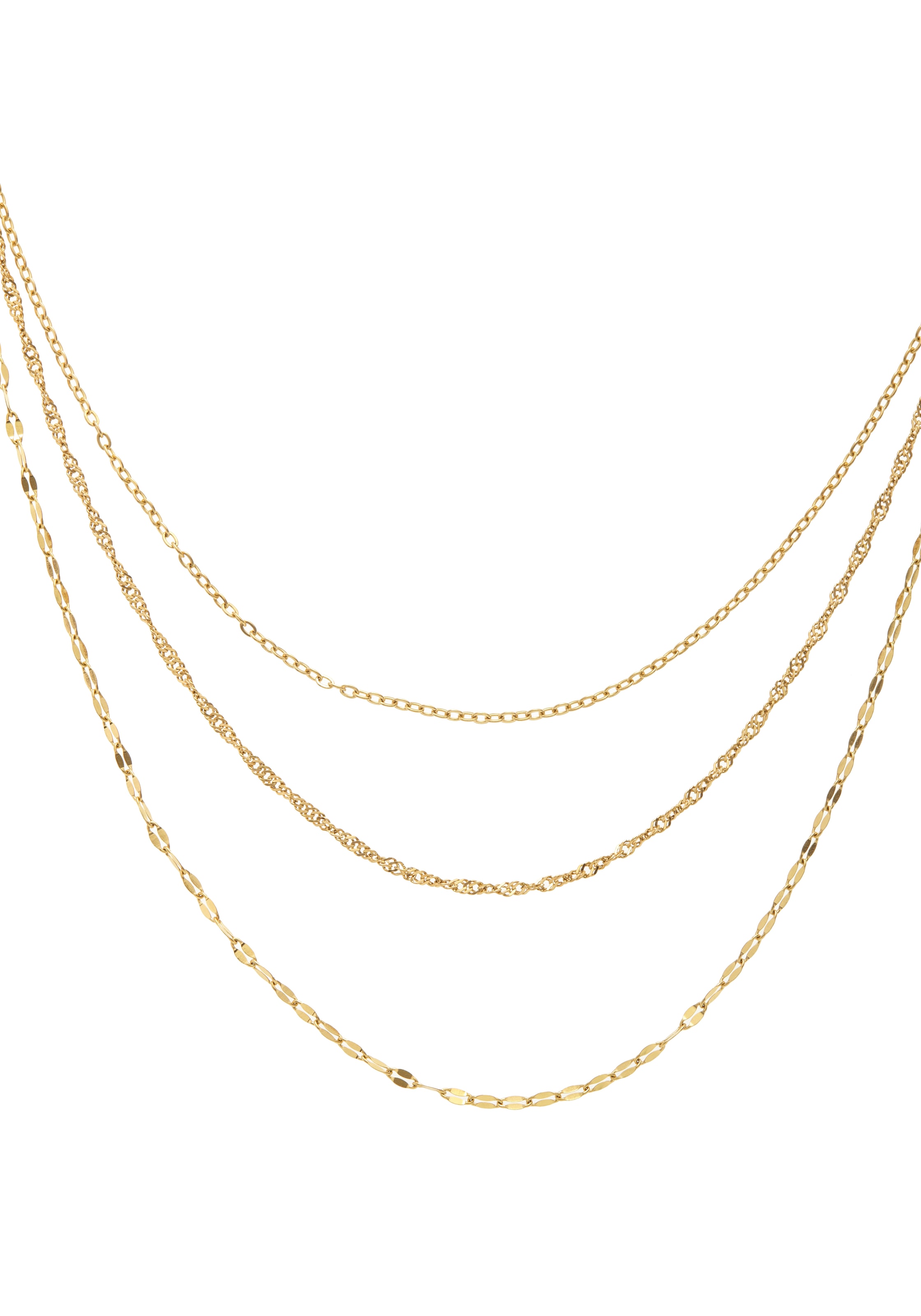 LASCANA Collier »3- reihige Halskette« Hochwertige und zarte Kette mit Goldbeschichtung