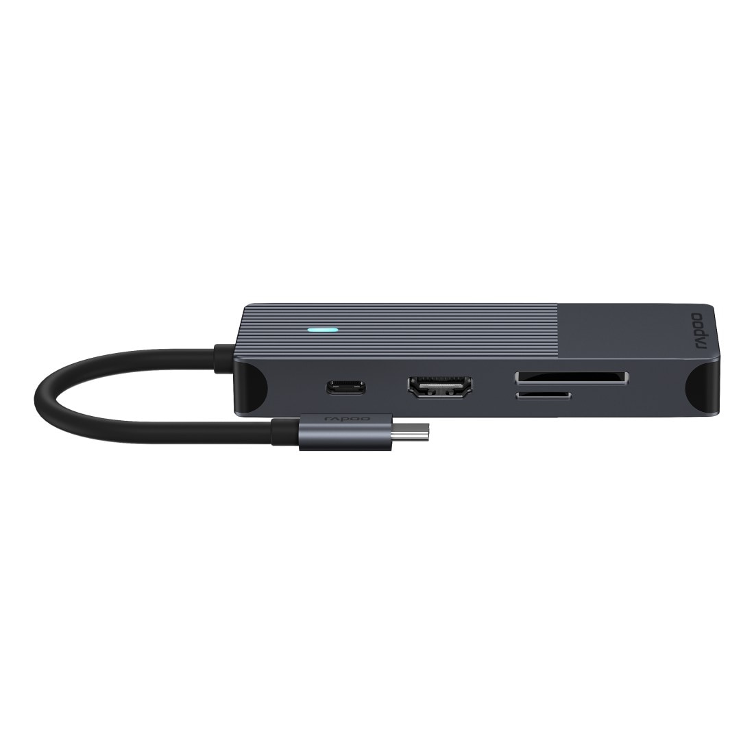 Rapoo USB-Adapter »UCM-2004 USB-C Multiport Adapter, 8in1, Grau«, USB-C zu HDMI-USB 3.0 Typ A-RJ-45 (Ethernet)-SD-Card-MicroSD-Card, 18 cm