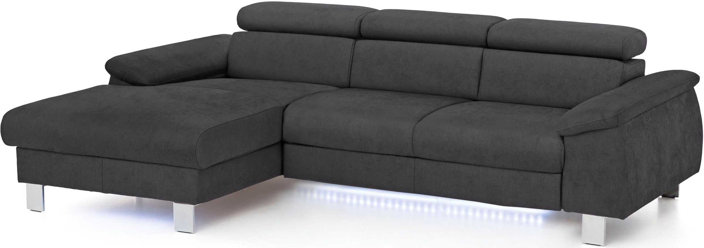 COTTA Polstergarnitur »Komaris L-Form«, (Set), Set bestehend aus: Ecksofa mit Kopfteilverstellung & Hocker
