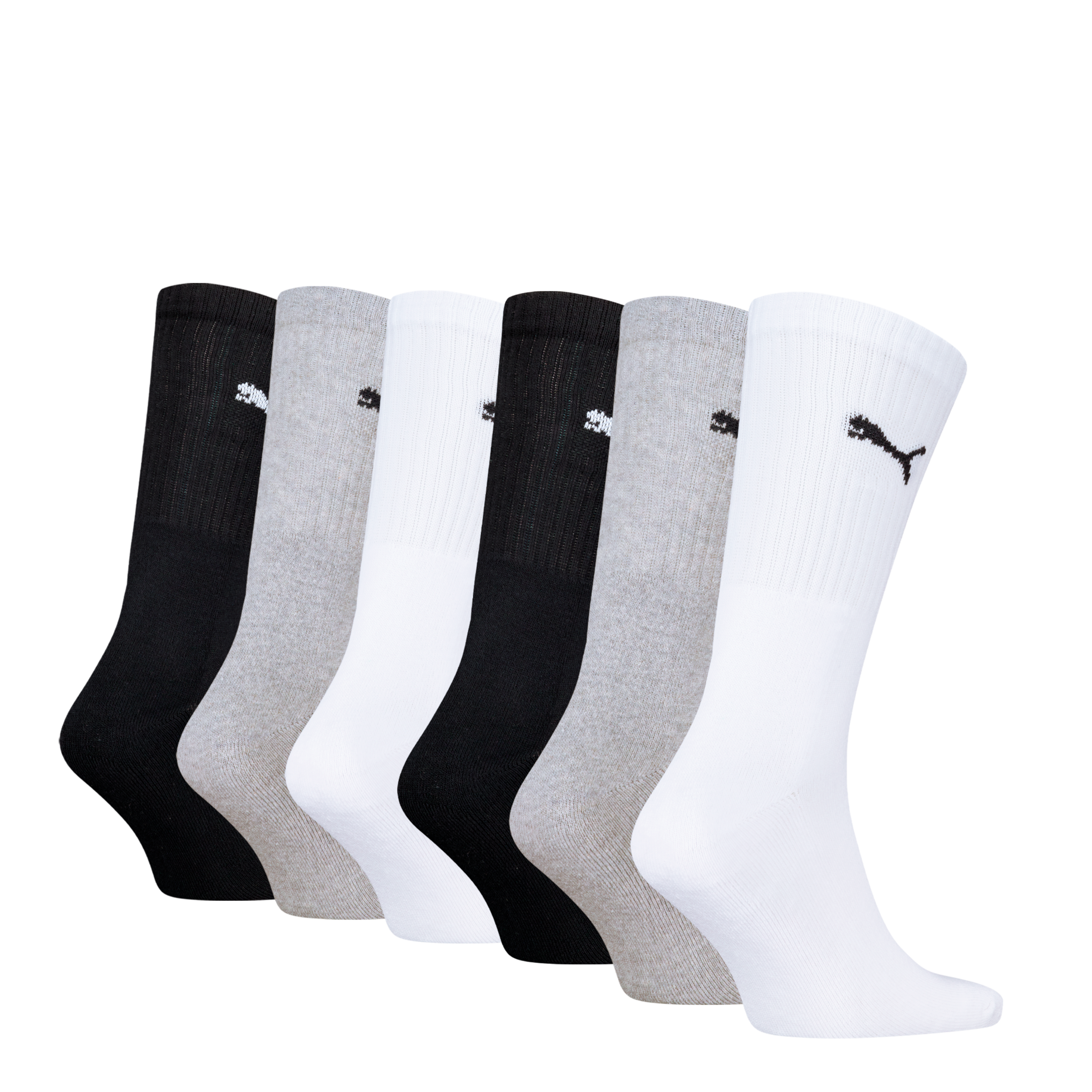 PUMA Sportsocken »PUMA UNISEX CREW SOCK 6P ECOM«, (6 Paar), Cat-Logo, Frottee-Sohle, Ripp-Bündchen