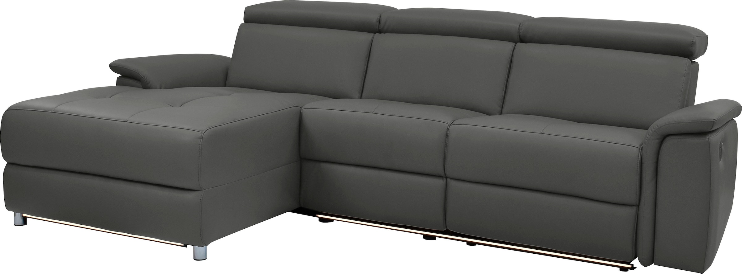 Home affaire Ecksofa »Pareli, L-Form, 259cm,m. Recamiere, Echtleder, Kunstleder, Webstoff« man. o. elektr. Relaxfunktion, USB/Kopfteilverstellg u. LED