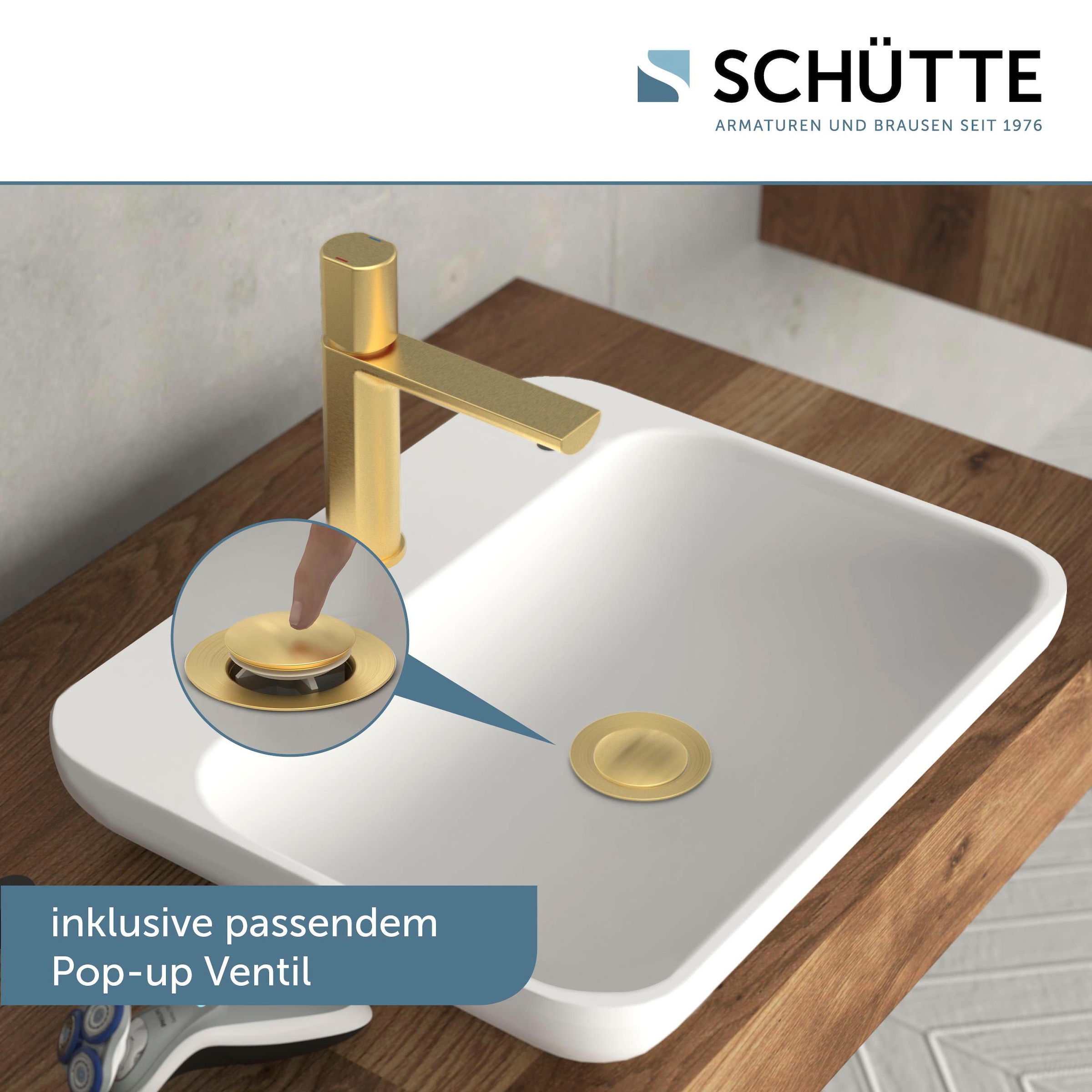 Schütte Waschtischarmatur »NEW YORK«, Wasserhahn mit Ablaufgarnitur, Mischbatterie mit Pop Up Abflussstopfen