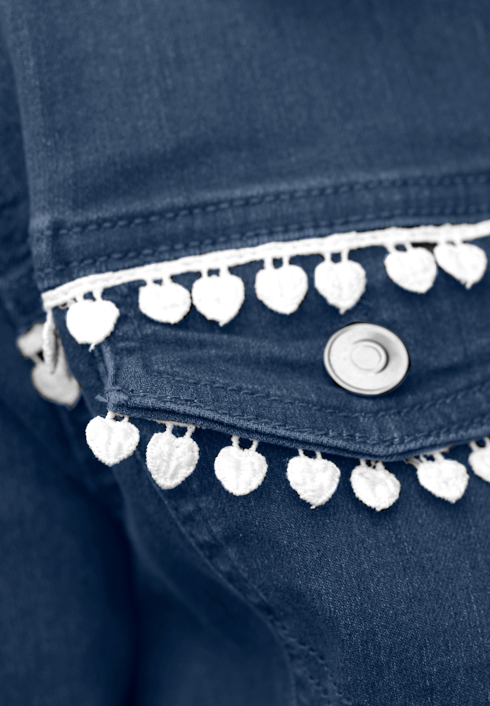 Sieh an! Jeansjacke »Jeans-Jacke Jeansjacke mit Spitzenband«
