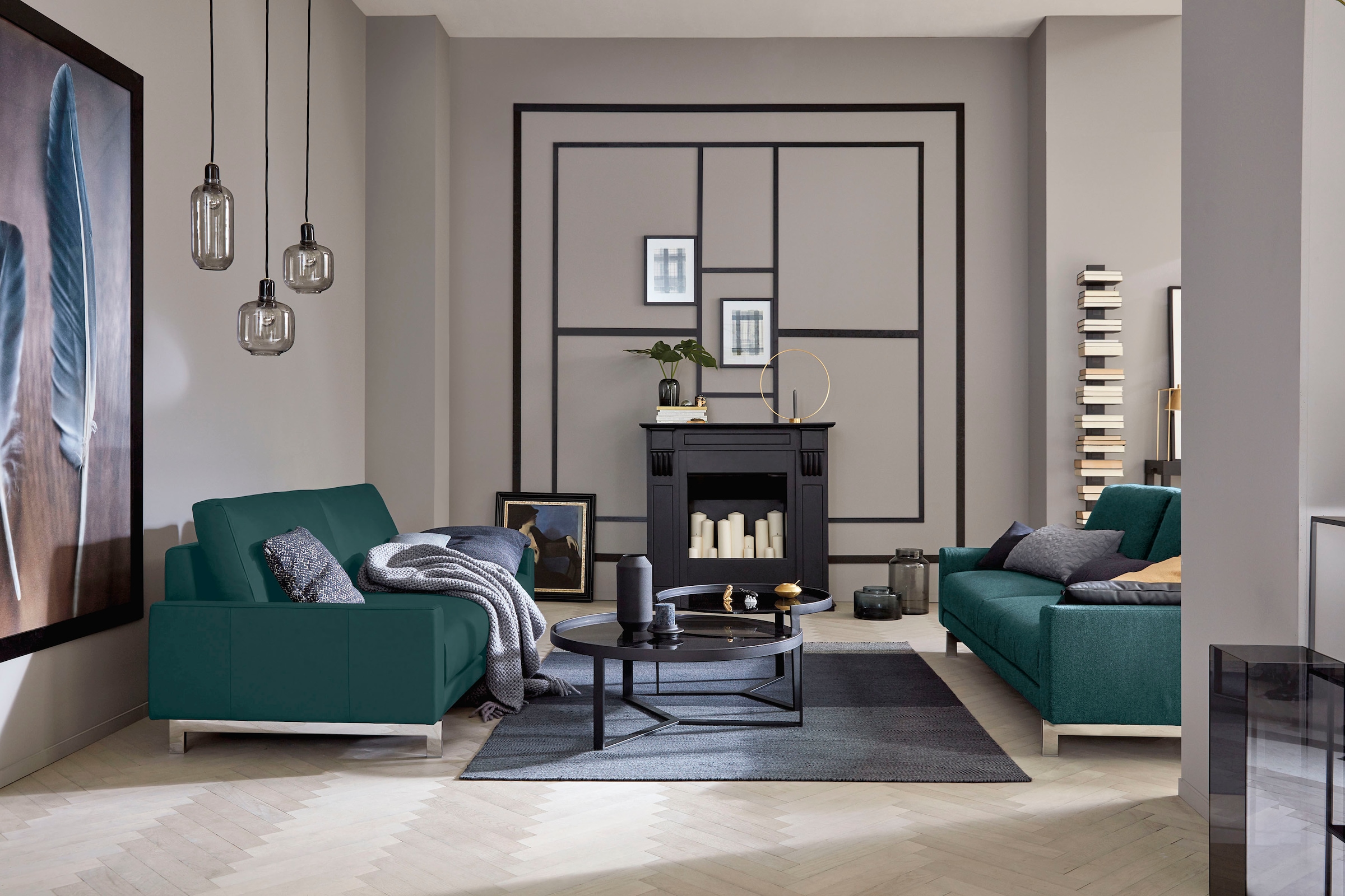 Creation BY ROLF BENZ 2,5-Sitzer »CR.450, Designsofa, Loungesofa« Armlehne niedrig, Fuß chromfarben glänzend, Breite 184 cm