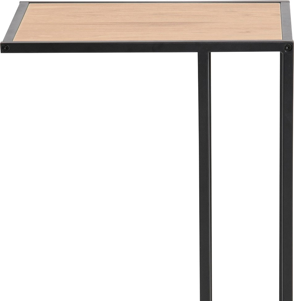 ACTONA GROUP Beistelltisch »Seaford, Rechteckig, Scandi Design, matte Wildeichenoptik, Modern«, Wohnzimmertisch, kleiner Tisch, matte schwarze Metallbeine, H: 63 cm