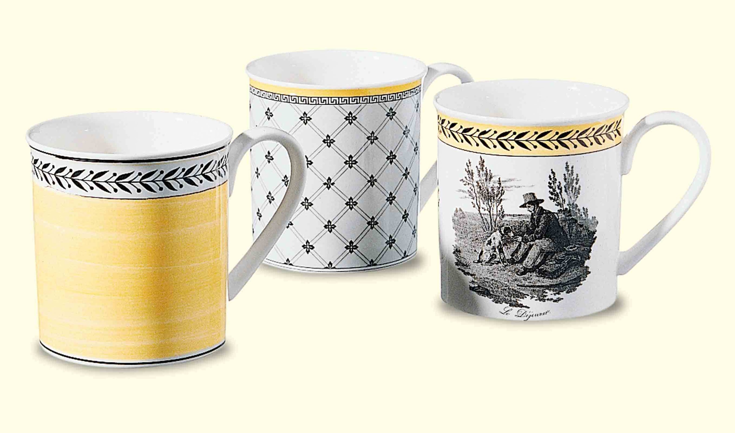 Villeroy & Boch Becher »Kaffeebecher Audun Chasse 300 ml 6er Set weiß-grau-gelb«