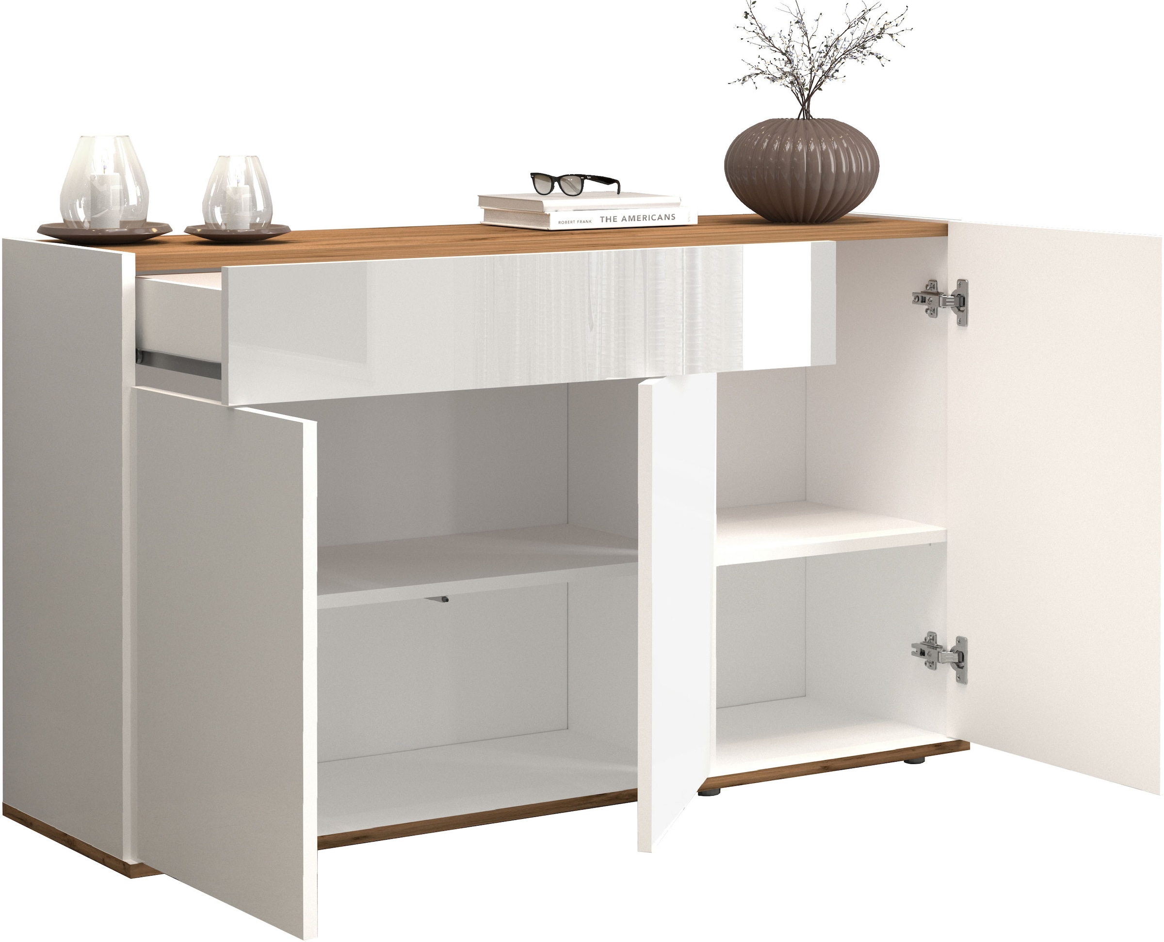 INOSIGN Sideboard »Garda, Kommode, Schrank, Kredenz«, 3 Türen, 1 Schublade, grifflos Breite 120,1 cm