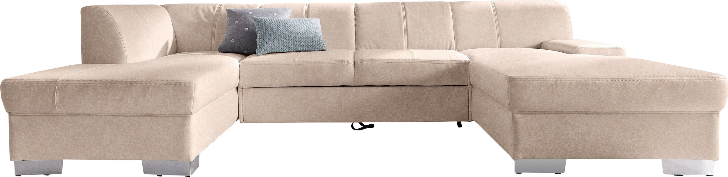 DOMO collection Wohnlandschaft "Star, zeitloses und elegantes Design, viel Platz, Breite 304cm, U-Form" fester Sitzkomfort, wahlweise mit Bettfunktion