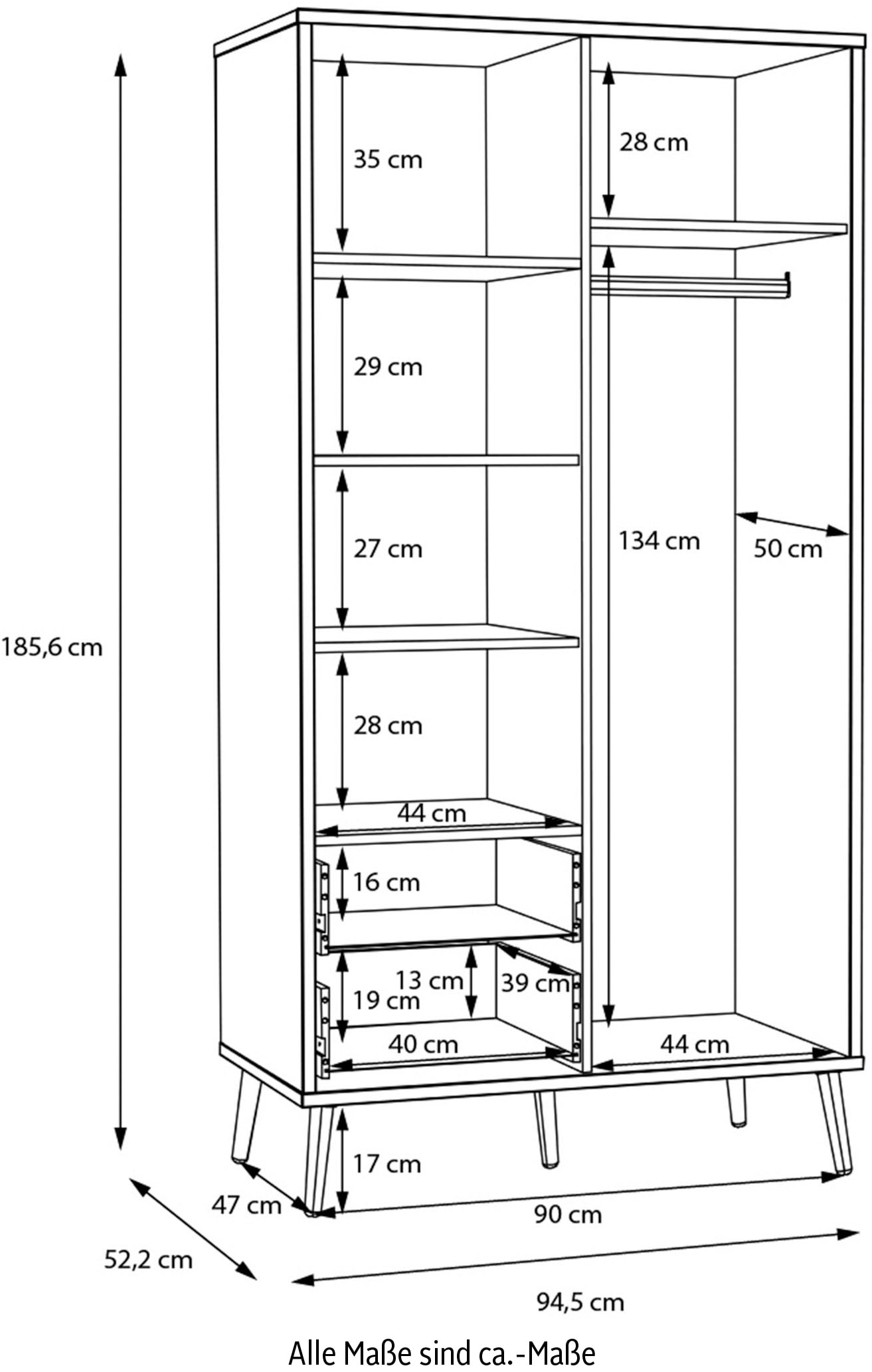 FORTE Kleiderschrank, Salbei, Drehtürenschrank, Stauraum