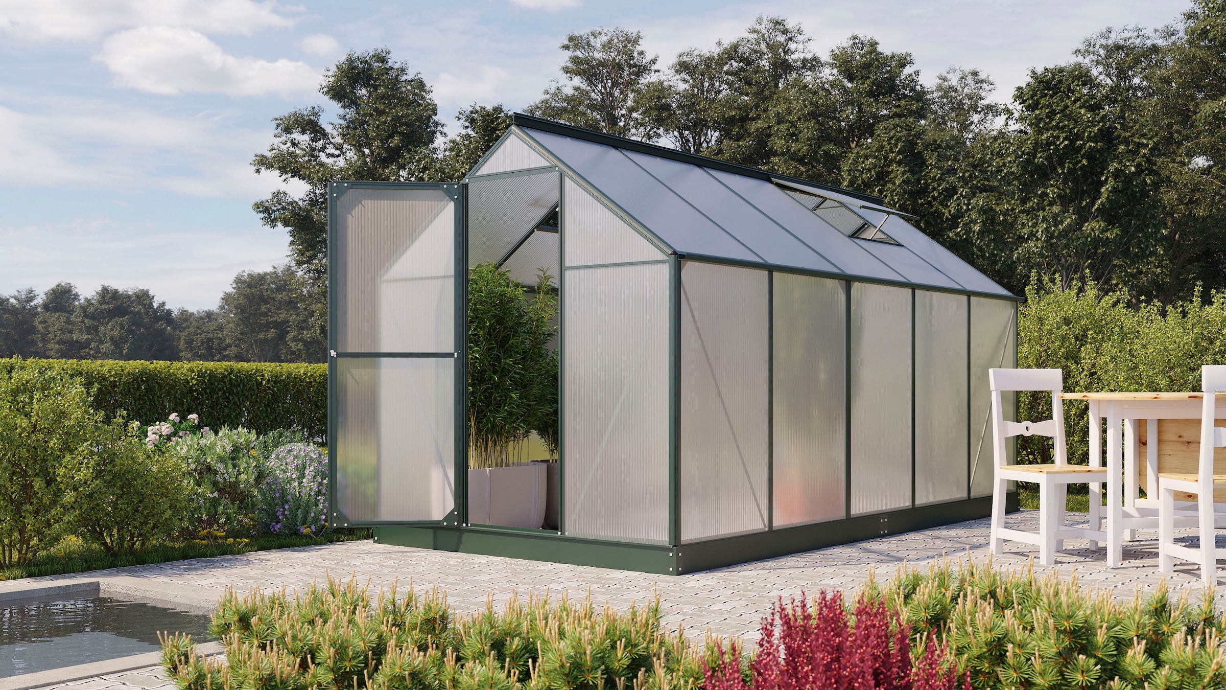 Vitavia Gewächshaus »Eos 7500« Alu-Profile, Stahlfundamentrahmen, 6 mm Hohlkammerplatten