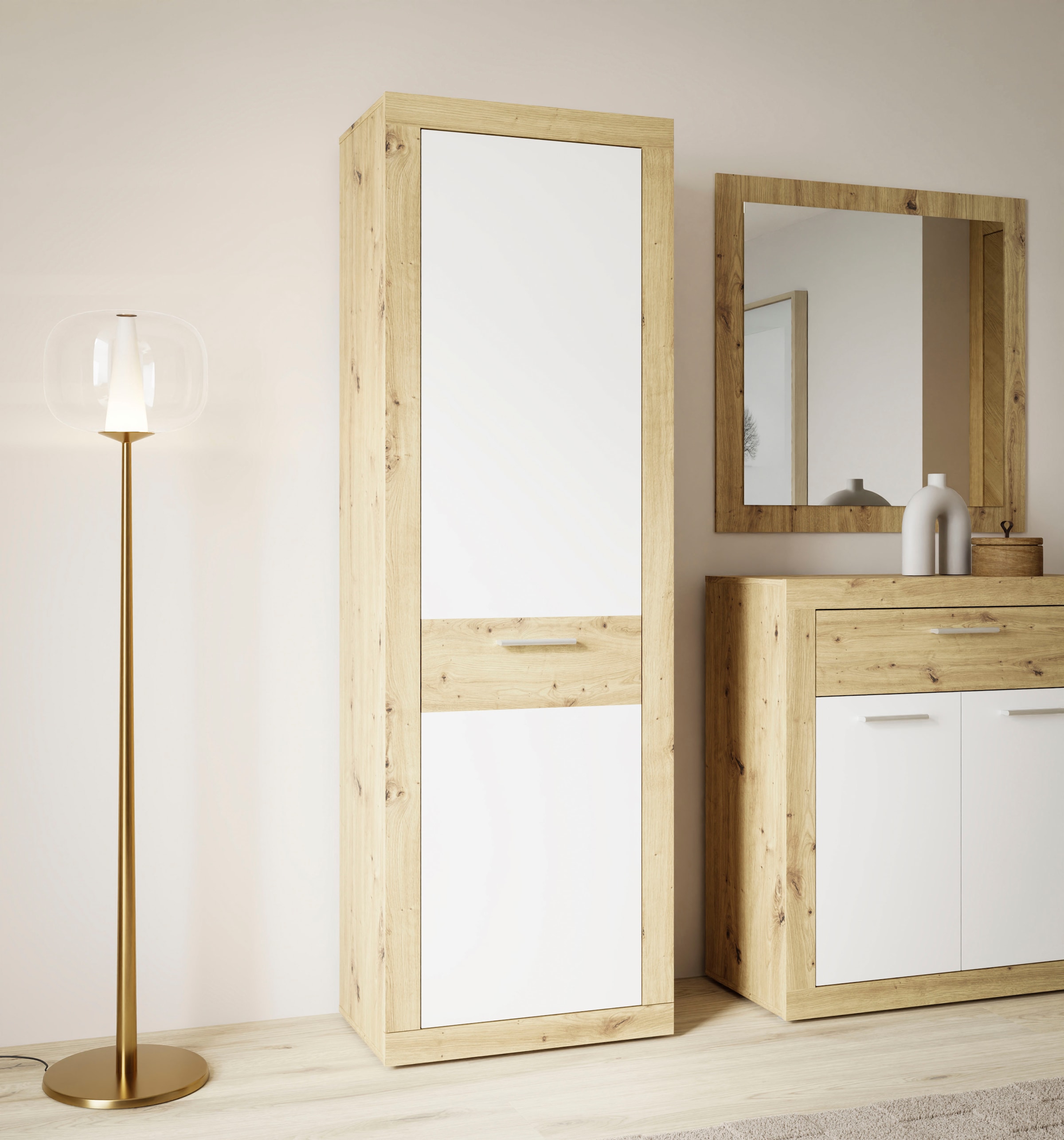 FORTE Garderobenschrank »Baccio«, (B/H/T ca. 58,3x33,81x96,8 cm), Garderobenschrank, Rahmenoptik, Keiderstange