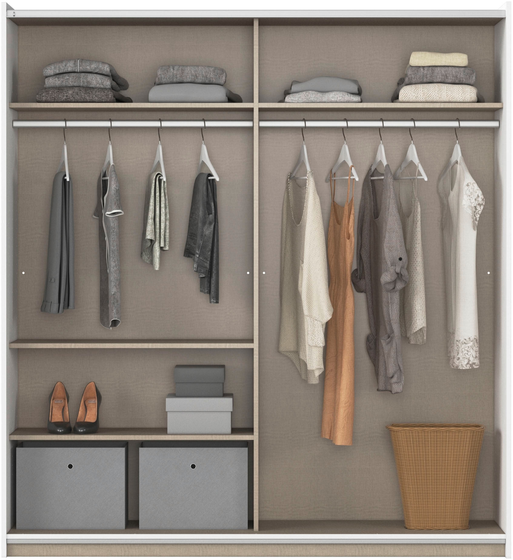 rauch Schwebetürenschrank »Kleiderschrank Schrank Garderobe REFLECT«, inkl. praktischer Innenausstattung mit 2 Stoffboxen MADE IN GERMANY
