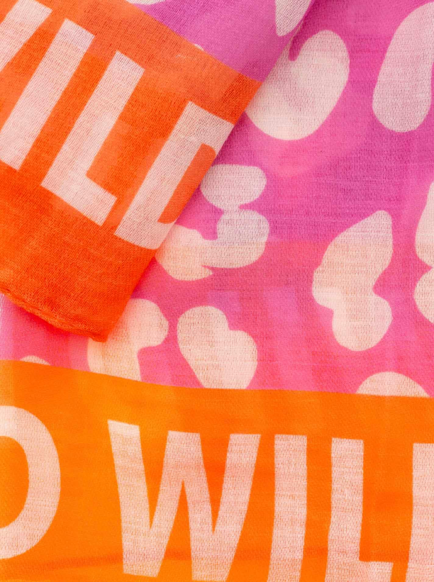 Zwillingsherz Schal »"Leo Dreams"« Leomuster und Schriftzug, transparenter Look