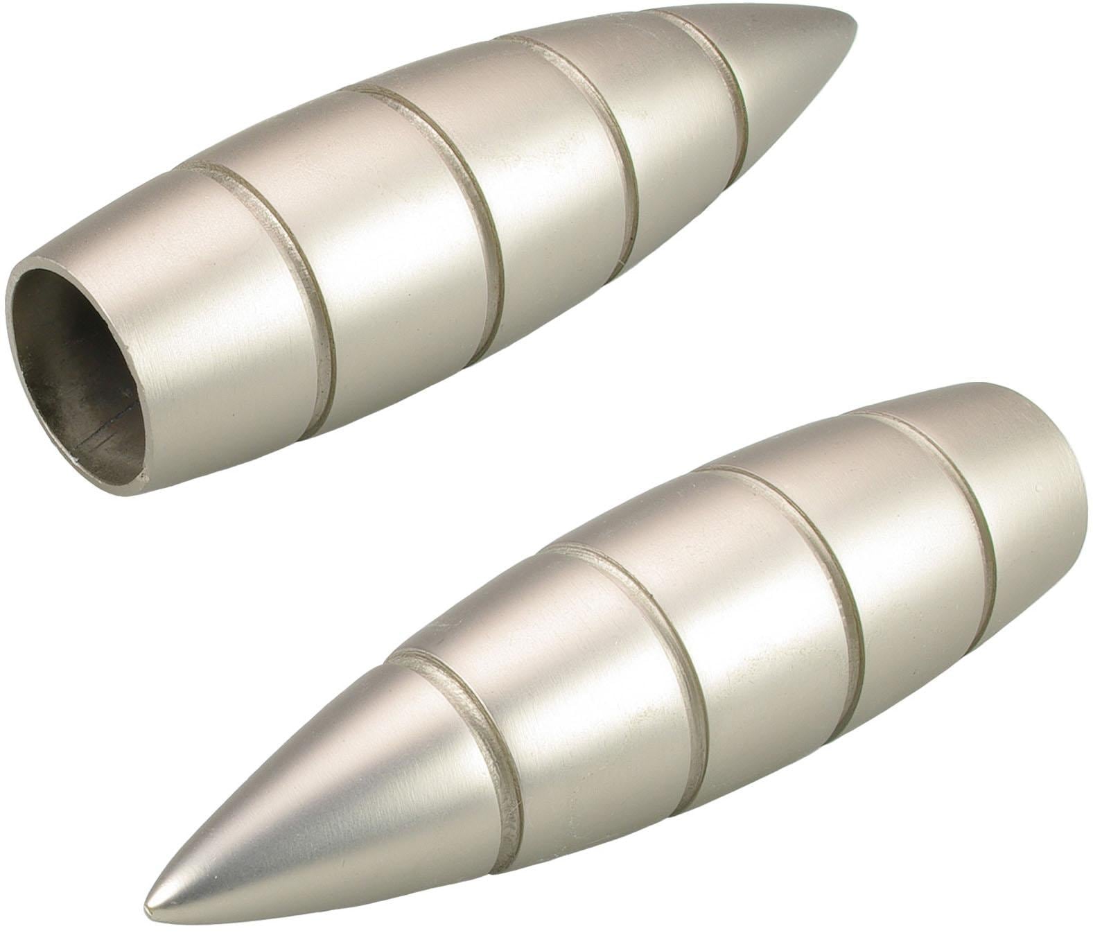 Liedeco Gardinenstangen-Endstück »Bullet mit Rille«, (Set, 2 St.), für  Gardinenstangen Ø 16 mm