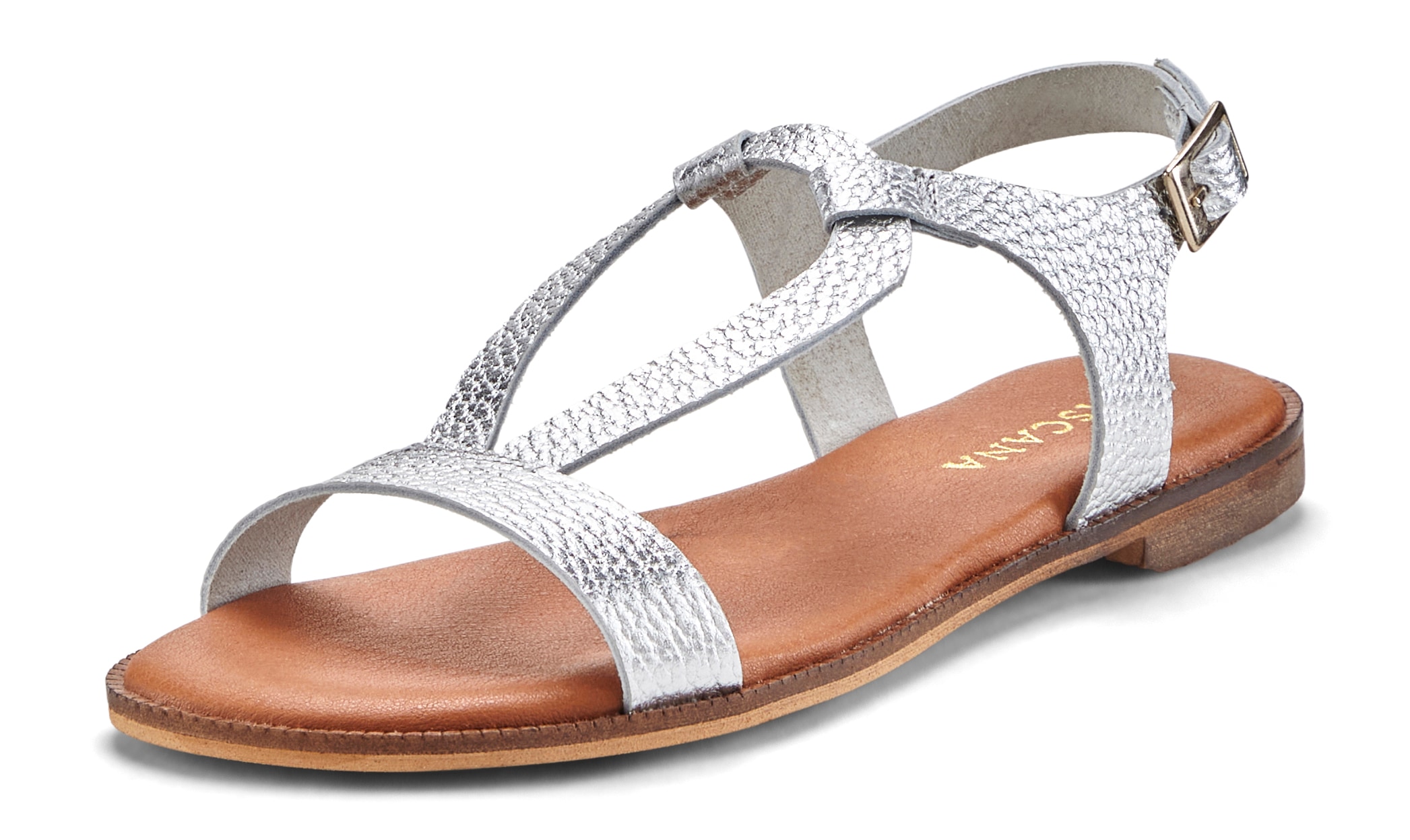 LASCANA Sandale »Sommerschuh«  Sandalette, Sommerschuh aus hochwertigem Leder im Metallic-Look