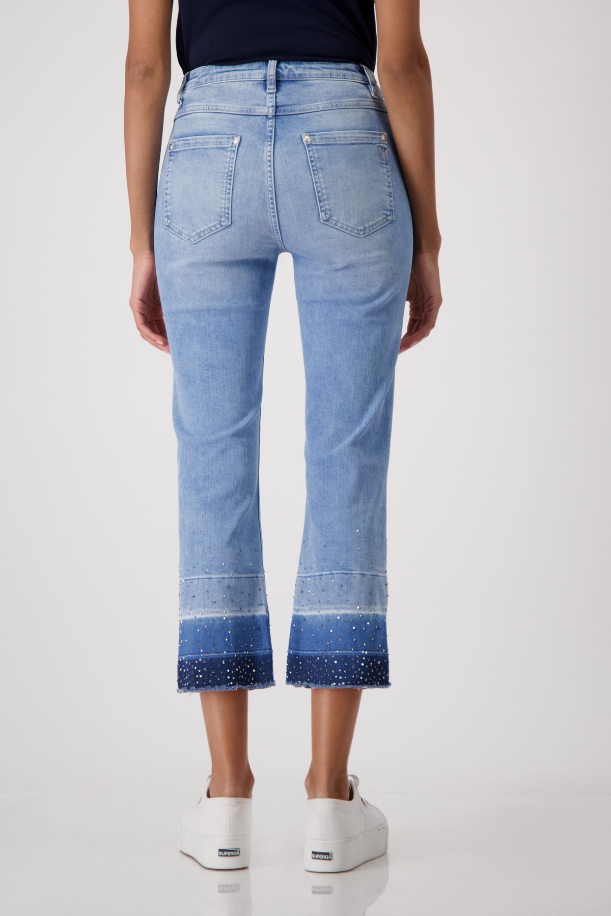 Monari 7/8-Jeans »Hose Jeans Schmuck 64cm«, Mit Gürtelschlaufen