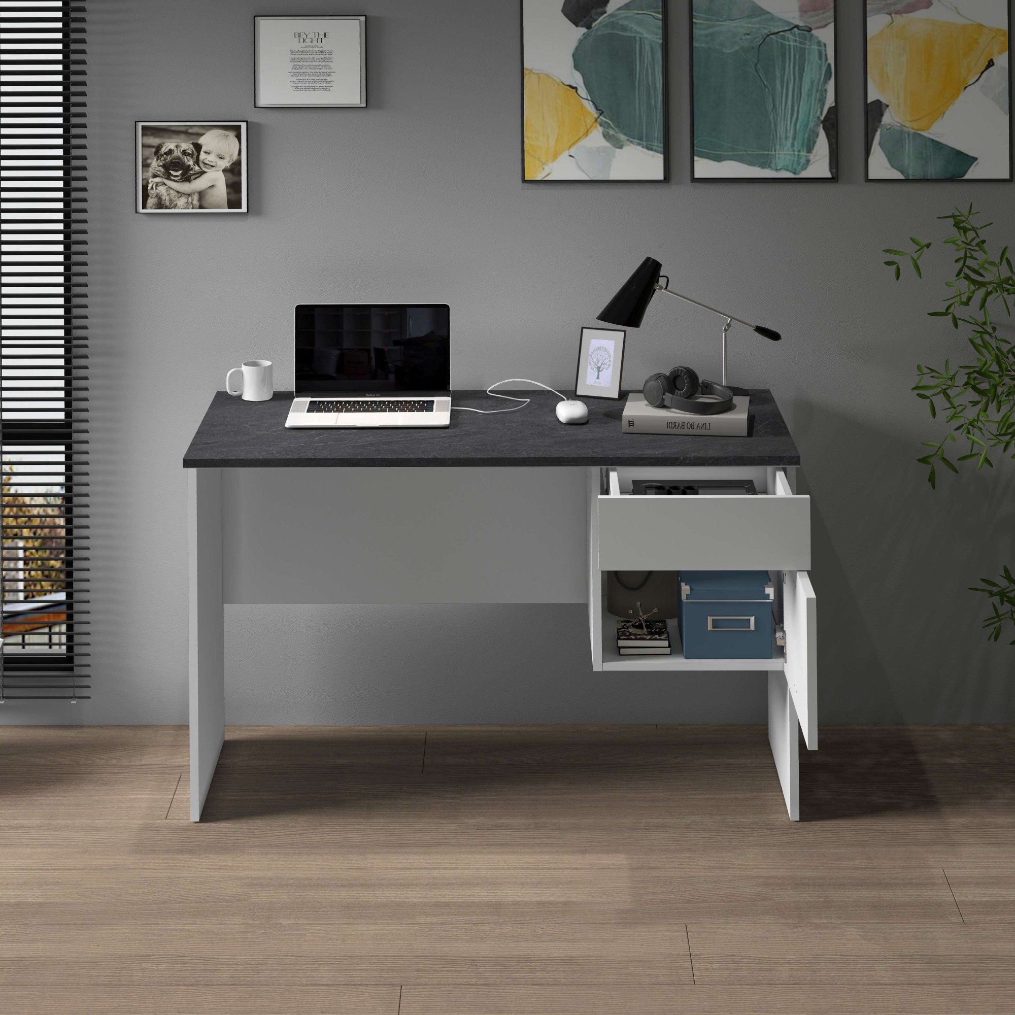 INOSIGN Schreibtisch »Sunrise, kleiner Computertisch, Bürotisch«, mit 1 Tür & 1 Schublade, Tischplatte Breite 110 cm, Made in Italy