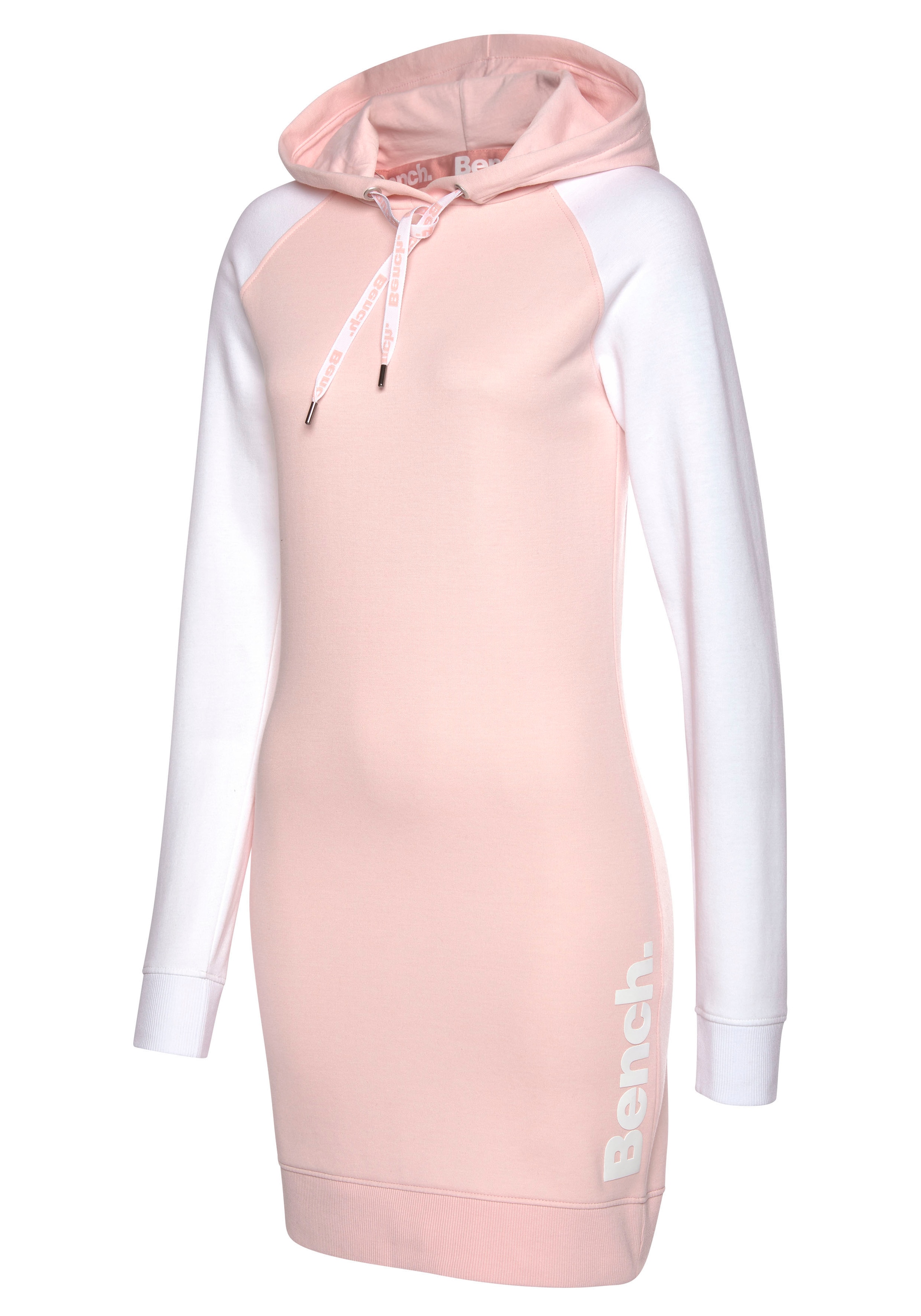 Bench. Loungewear Sweatkleid, mit Kapuze und farblich abgesetzten Ärmeln