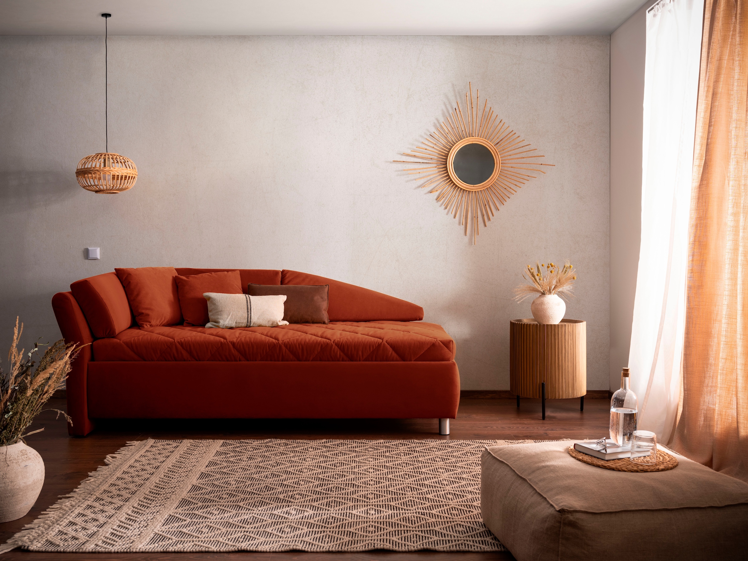 alina Schlafsofa Bettkasten, Zierkissen-Set aus: 2 Stk. 40x40cm, 1 Stk. 30x30cm