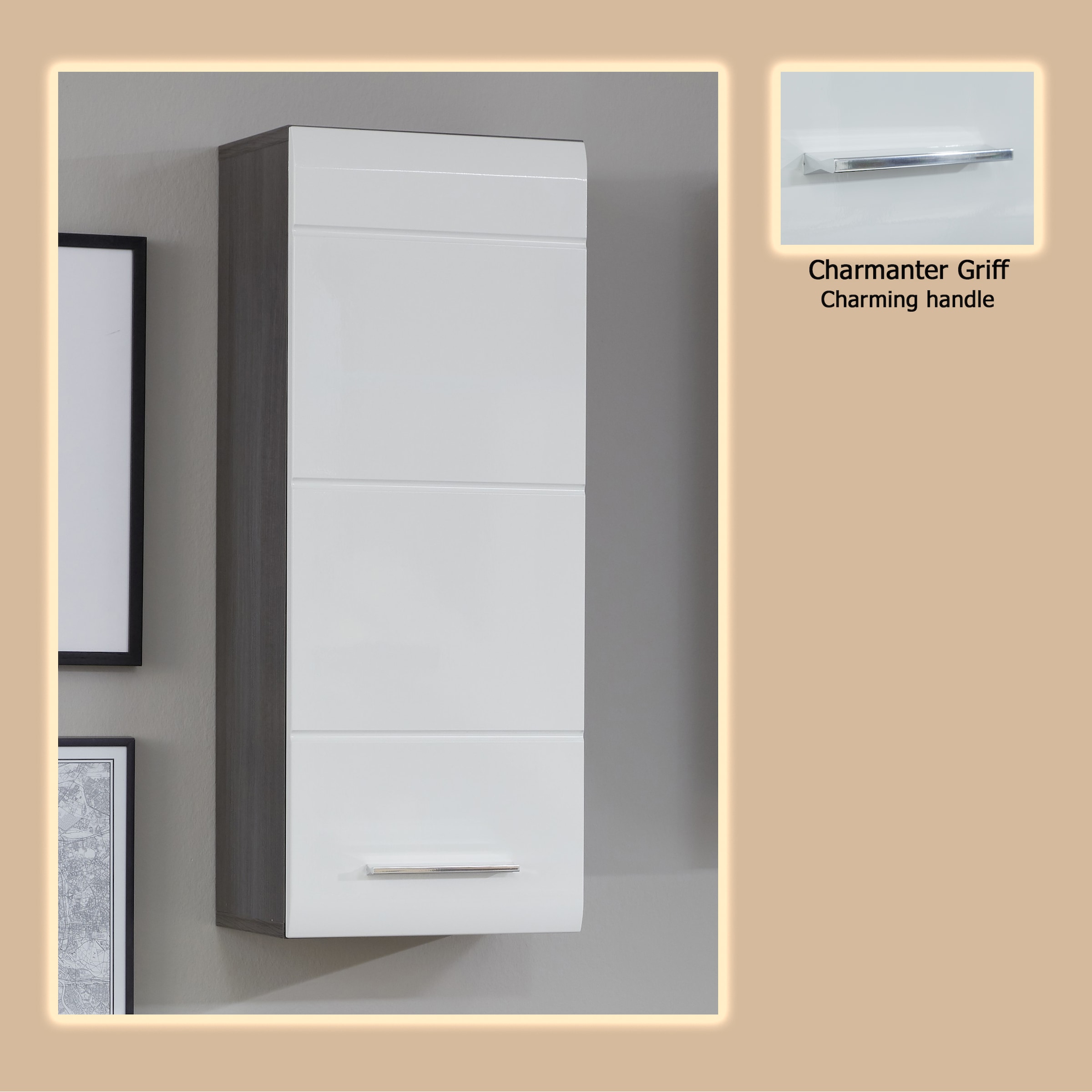 welltime Hängeschrank »Sovana«, Badezimmerschrank mit 2 Fächern in Weiß - (B/T/H) 30/24/77 cm