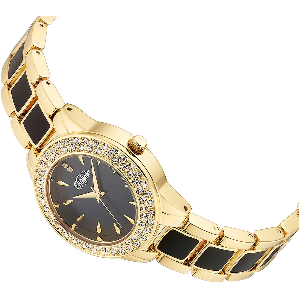 Buffalo Quarzuhr, (Set, 2 tlg., mit 2-reihigem Armband), Armbanduhr, Damenuhr, ideal auch als Geschenk