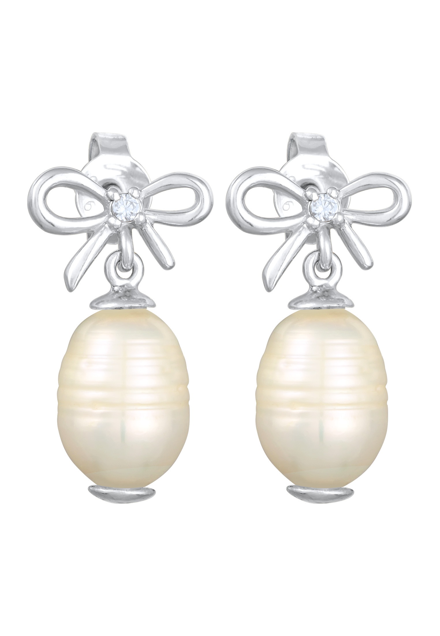 Elli Premium Paar Ohrstecker »Ohrringe Süßwasserperle Barock Schleife 925 Silber«