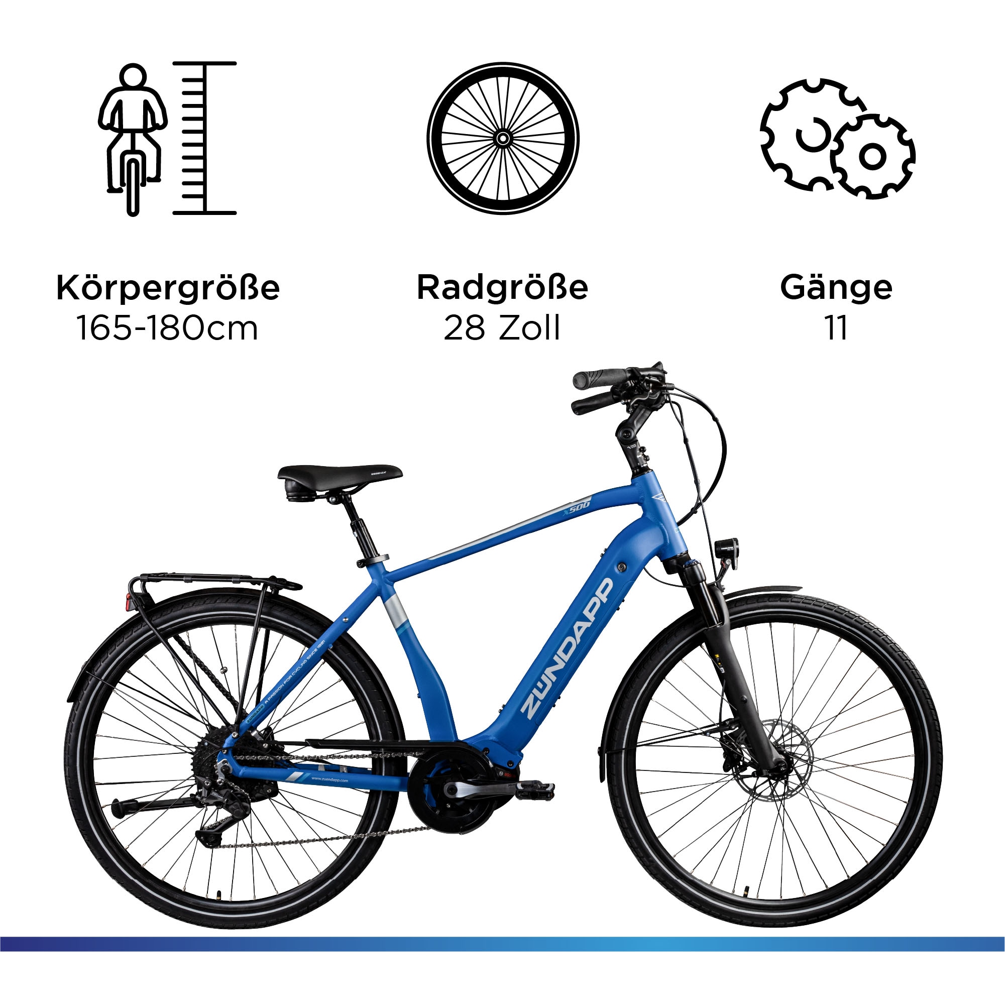 Zündapp E-Bike »X500«, 11 Gang, Shimano, Deore, Mittelmotor 250 W, Pedelec, Elektrofahrrad für Damen u. Herren