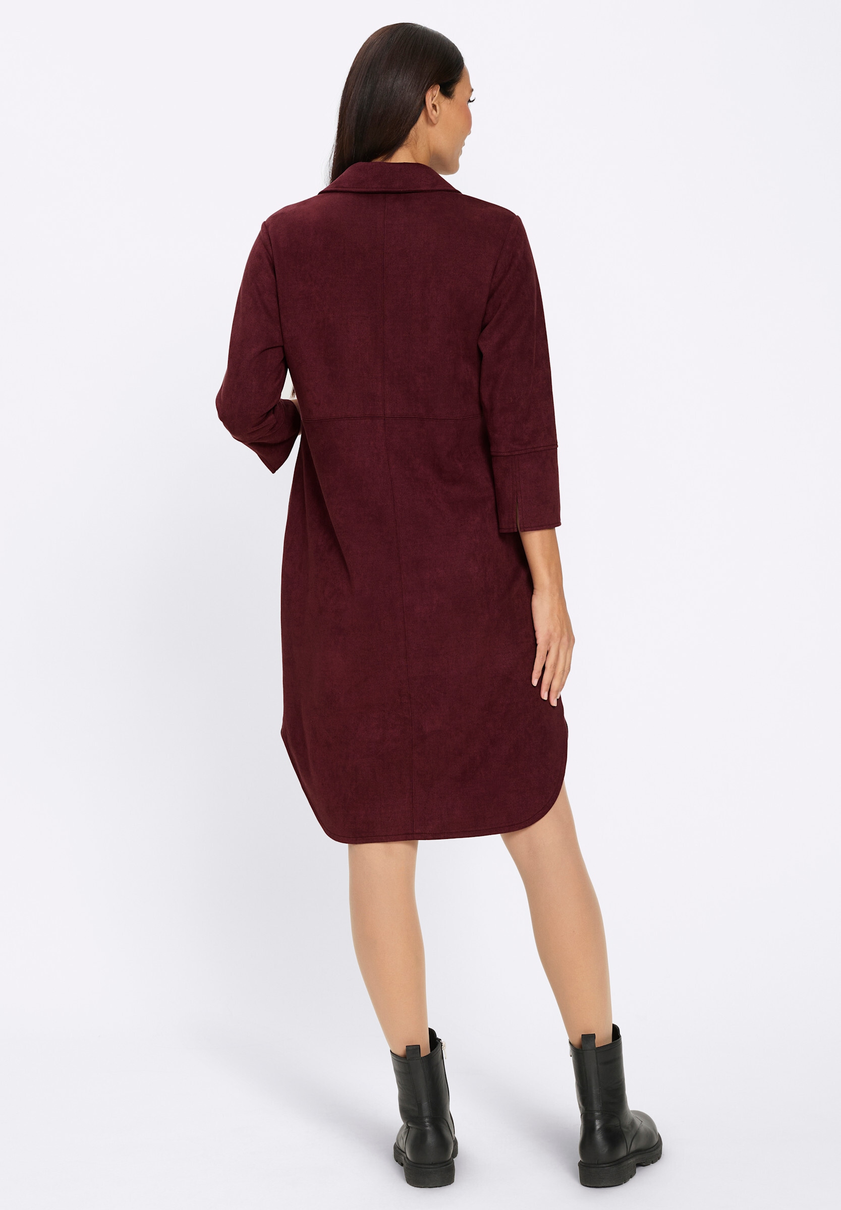 heine Hemdblusenkleid »Velourslederimitat-Kleid Lederimitatkleid mit Hemdkragen«