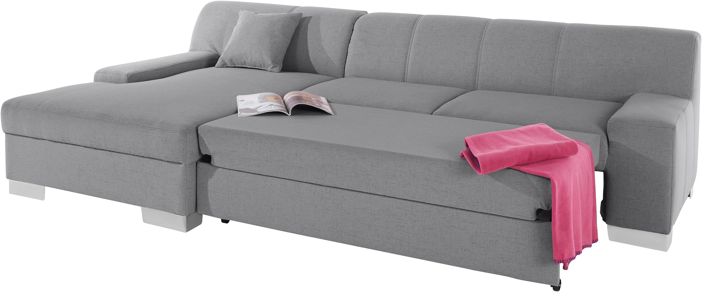 DOMO collection Ecksofa »Bero, elegant und zeitlos, flache Armlehnen, L-Form«, fester Sitzkomfort, wahlweise mit Bettfunktion