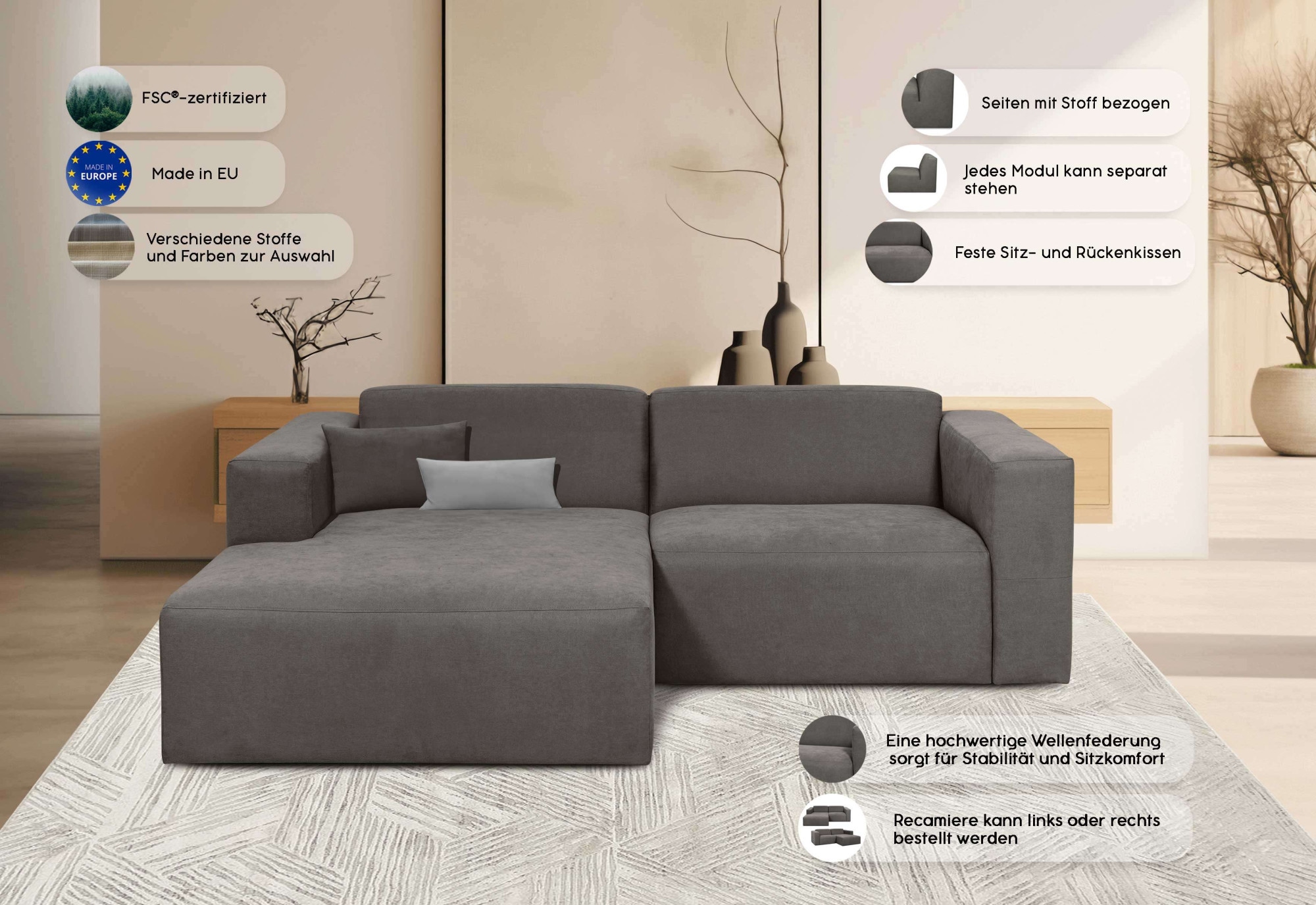 OTTO home Ecksofa »Kelani« mit dekorativer Knopfsteppung an den Armlehnen