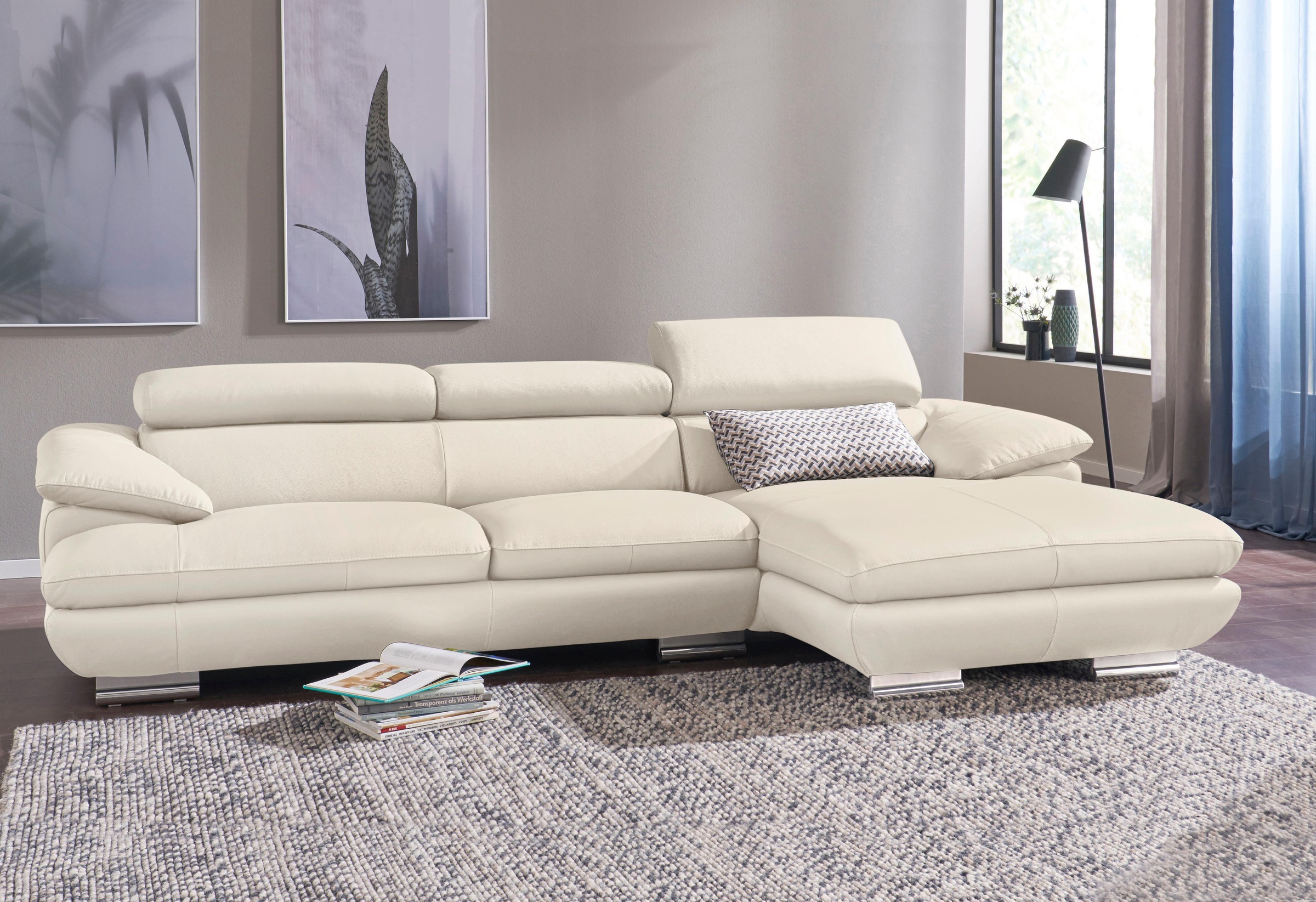 CALIA ITALIA Ecksofa »Magic, ein italienisches Sofa zum Träumen, erstklassiger Sitzkomfort«, mit verstellbaren Kopfteilen, in 2 Lederqualitäten