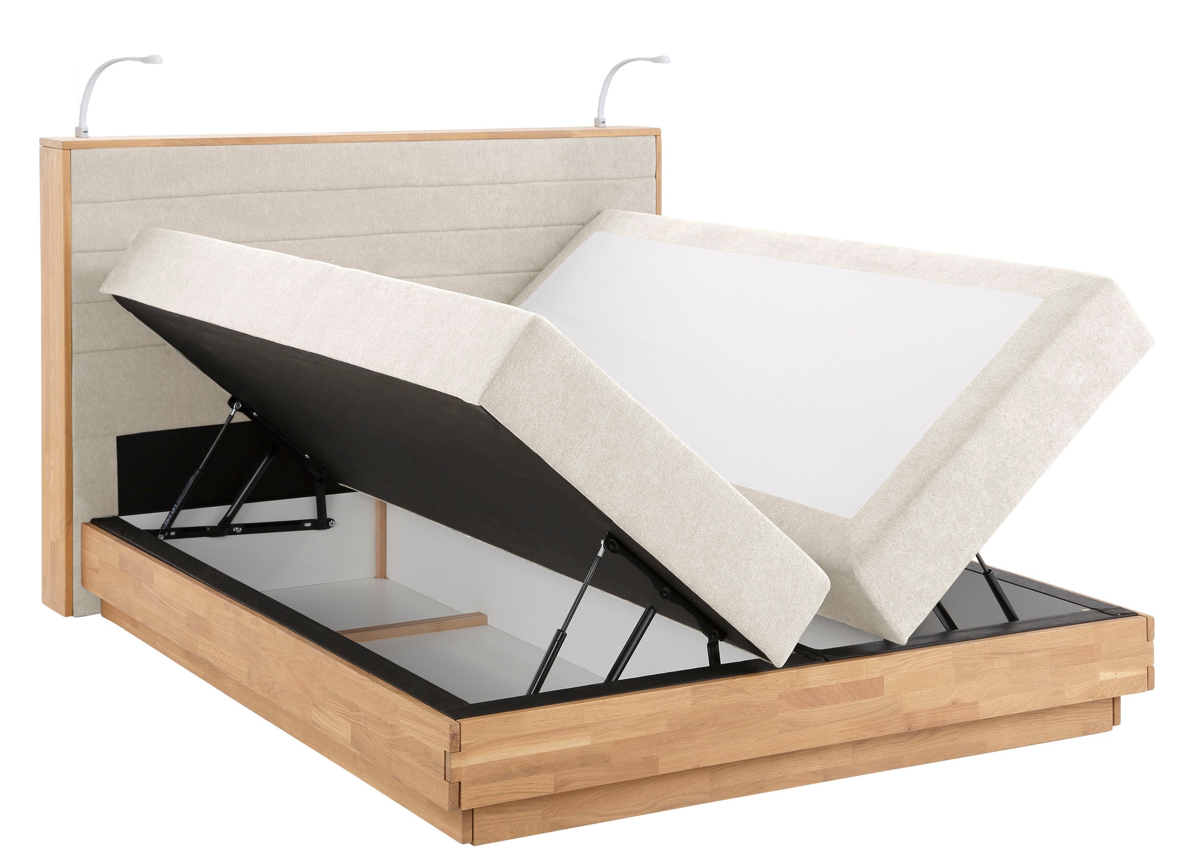 Home affaire Boxspringbett »Cavan« Eiche, inkl. Bettkasten & Topper, verschiedene Härtegrade (auch H4)